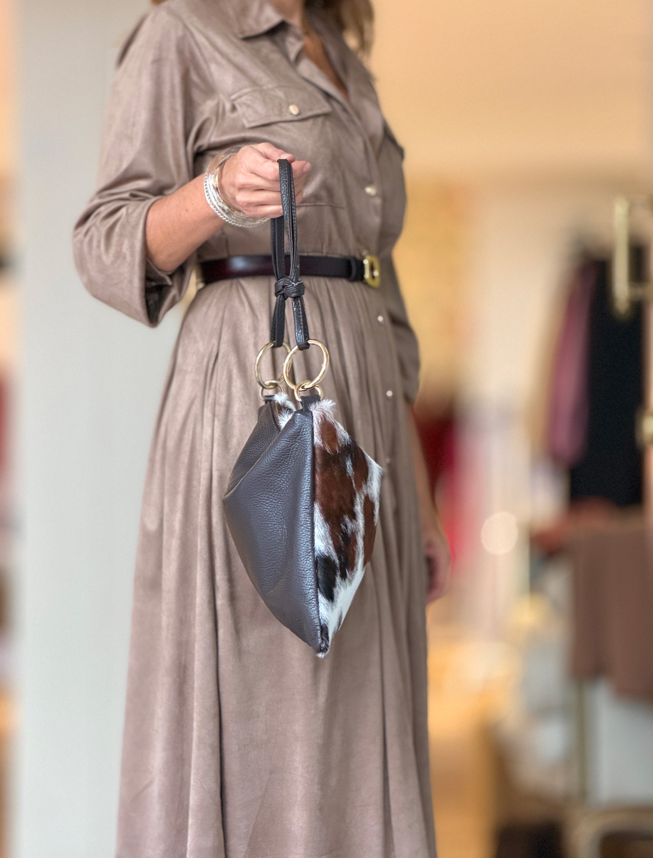 Bolso piel de pelo estampado vaca