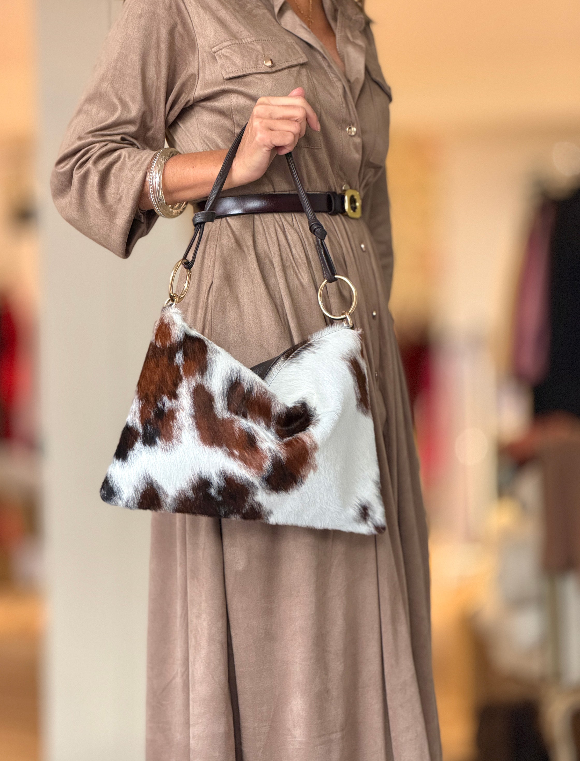 Bolso piel de pelo estampado vaca