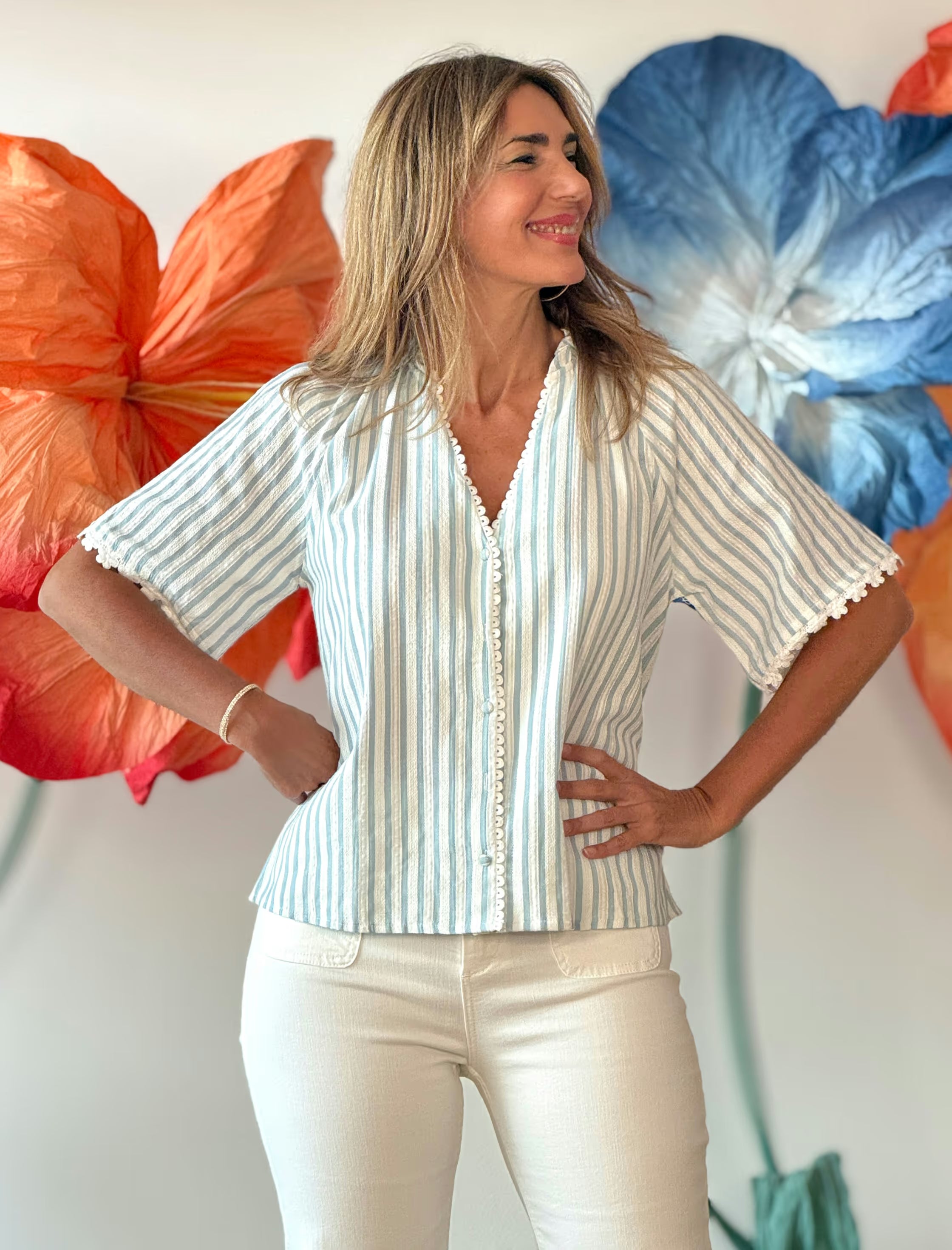 Natural blue striped shirt