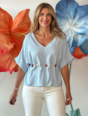 Light Blue Stone Set Blouse (pending name Nuria)
