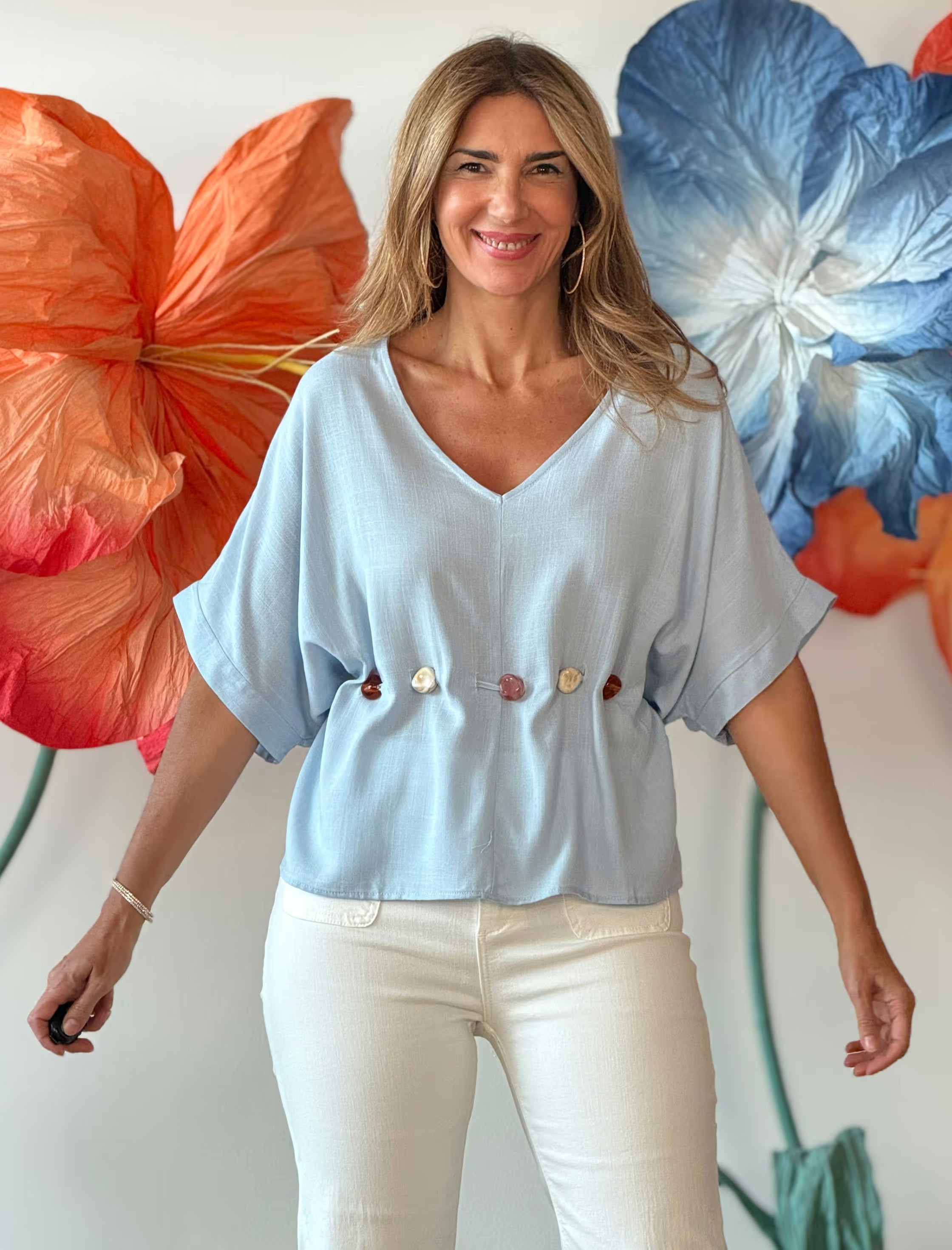 Light Blue Stone Set Blouse (pending name Nuria)