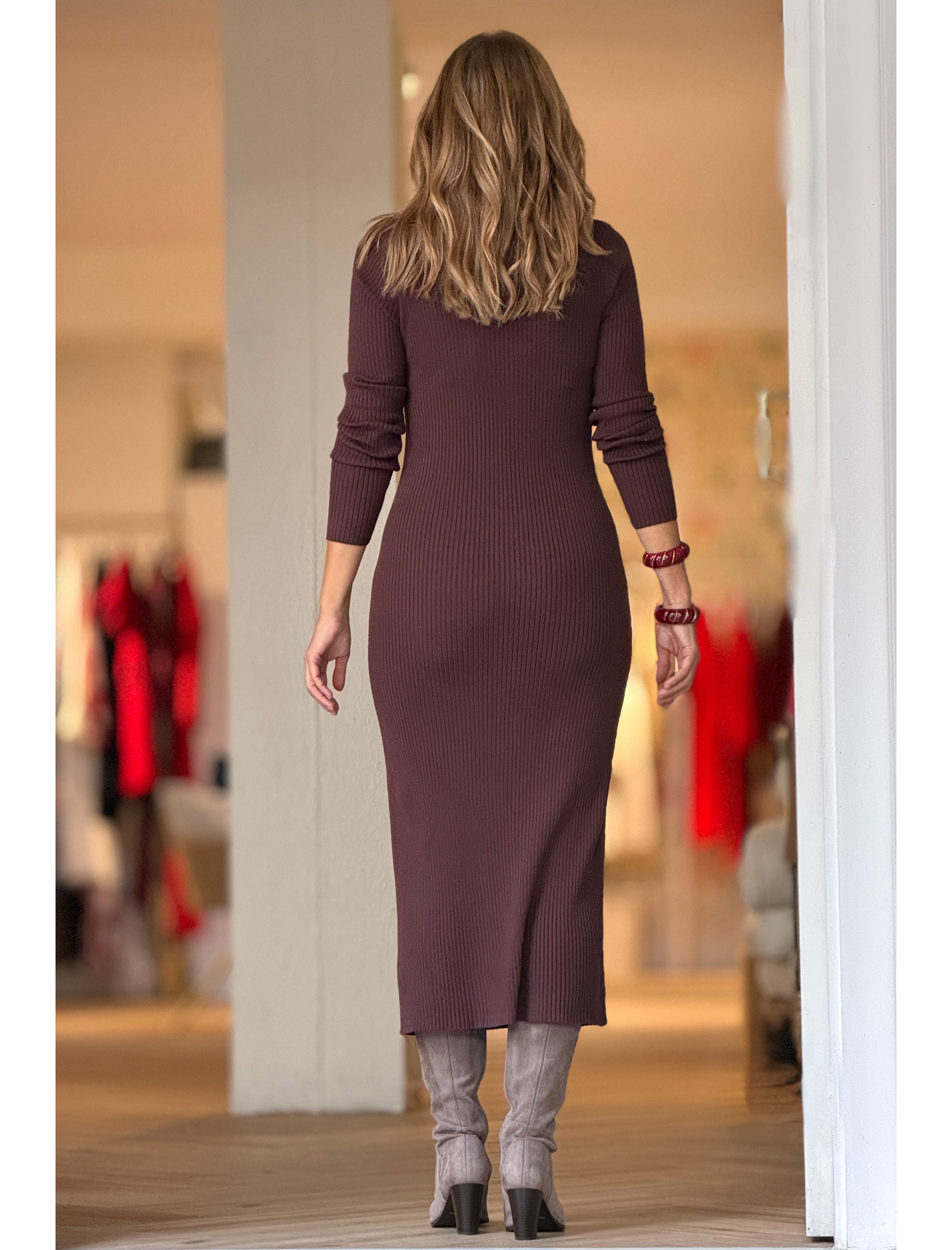 Vestido de punto marrón