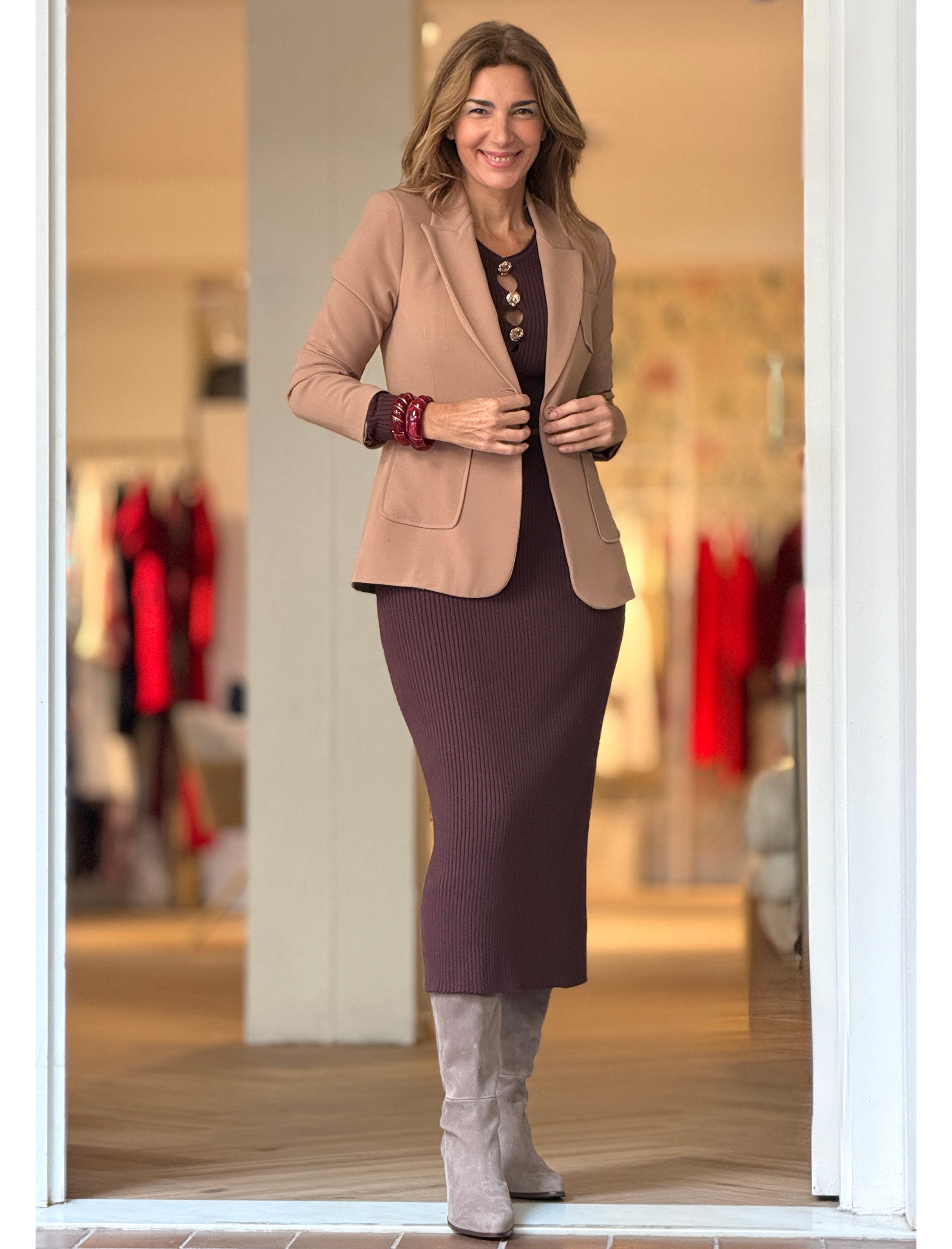 Chaqueta blazer chic camel