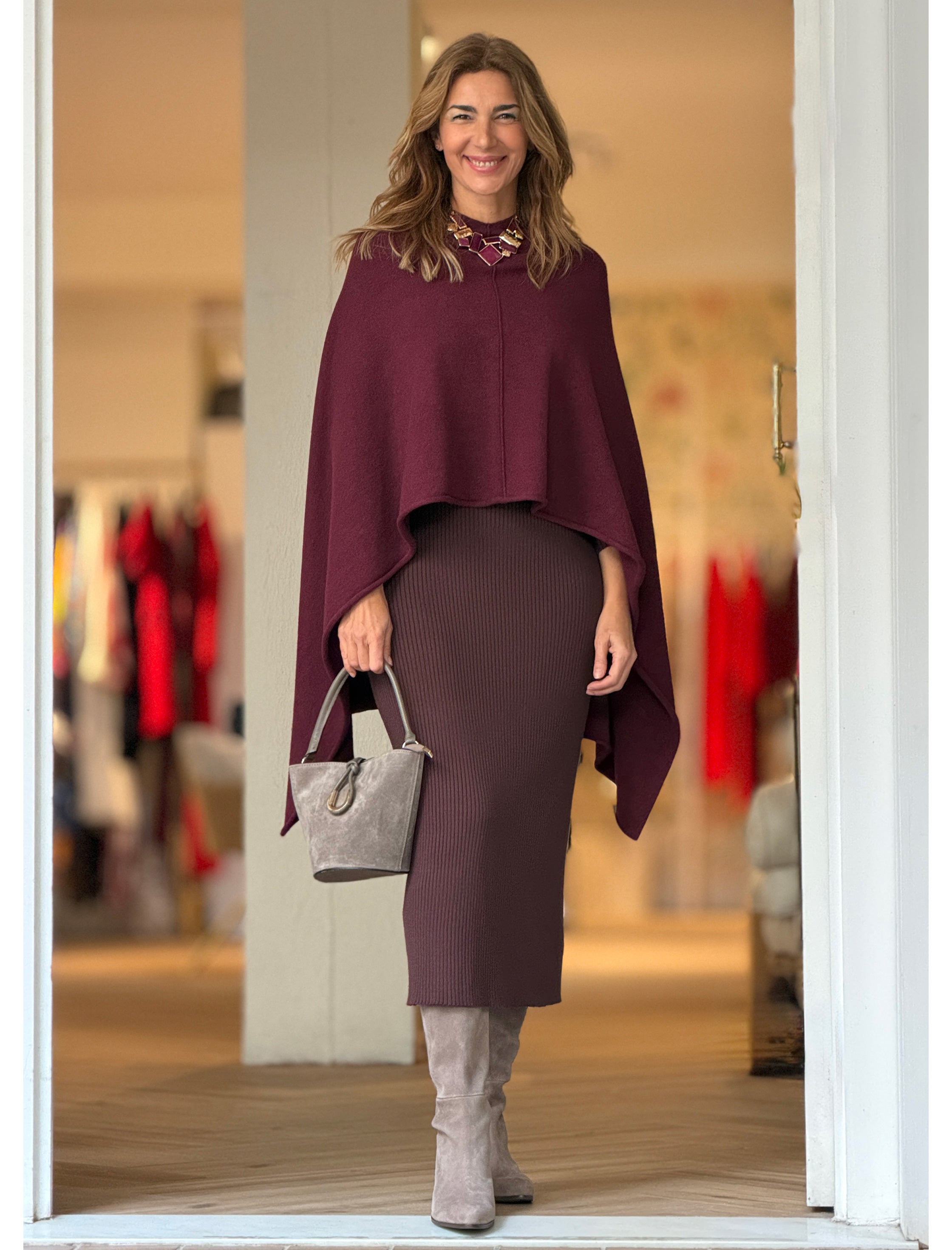 Vestido de punto marrón