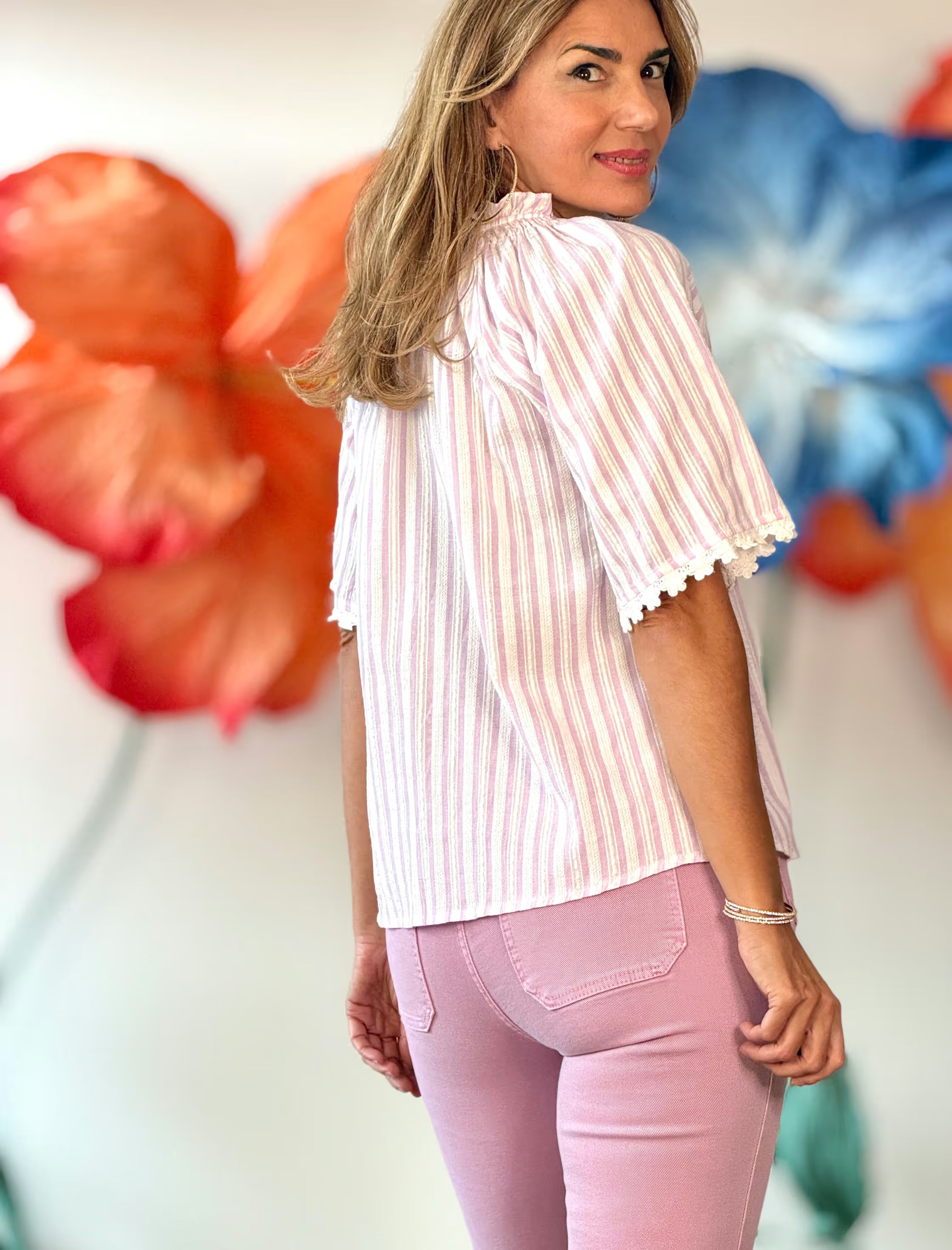 Natural pink striped shirt