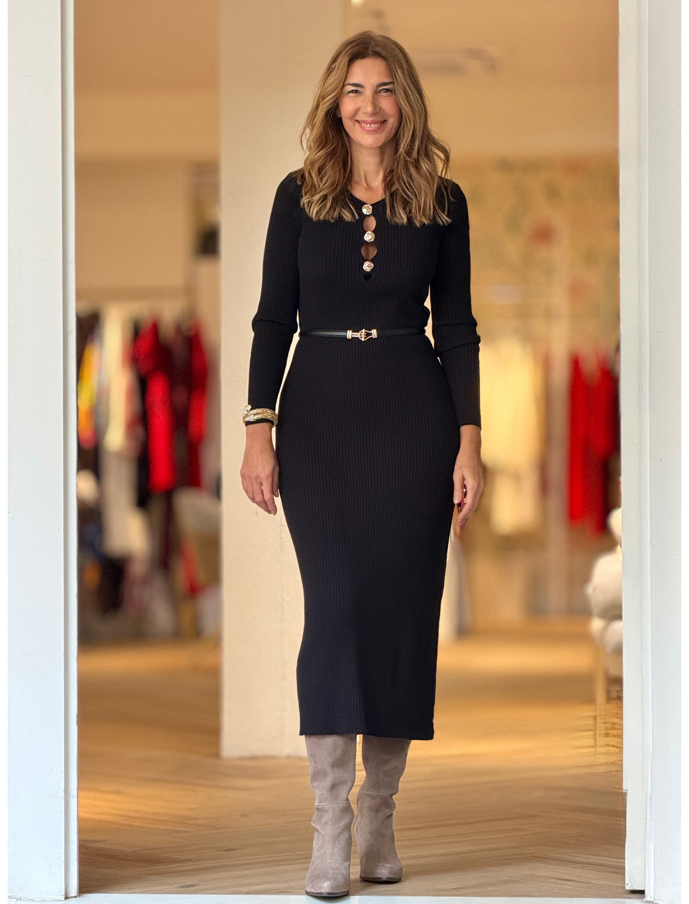 Cinturon fino hebilla chic negro