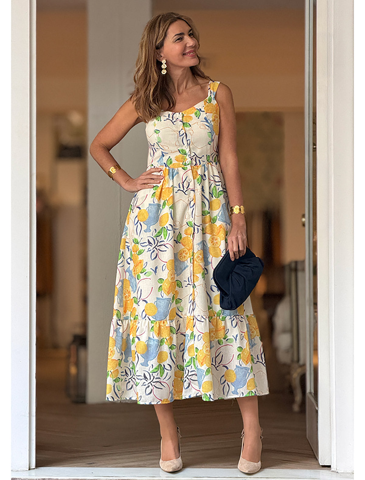 Vestido de tirantes estampado ideal