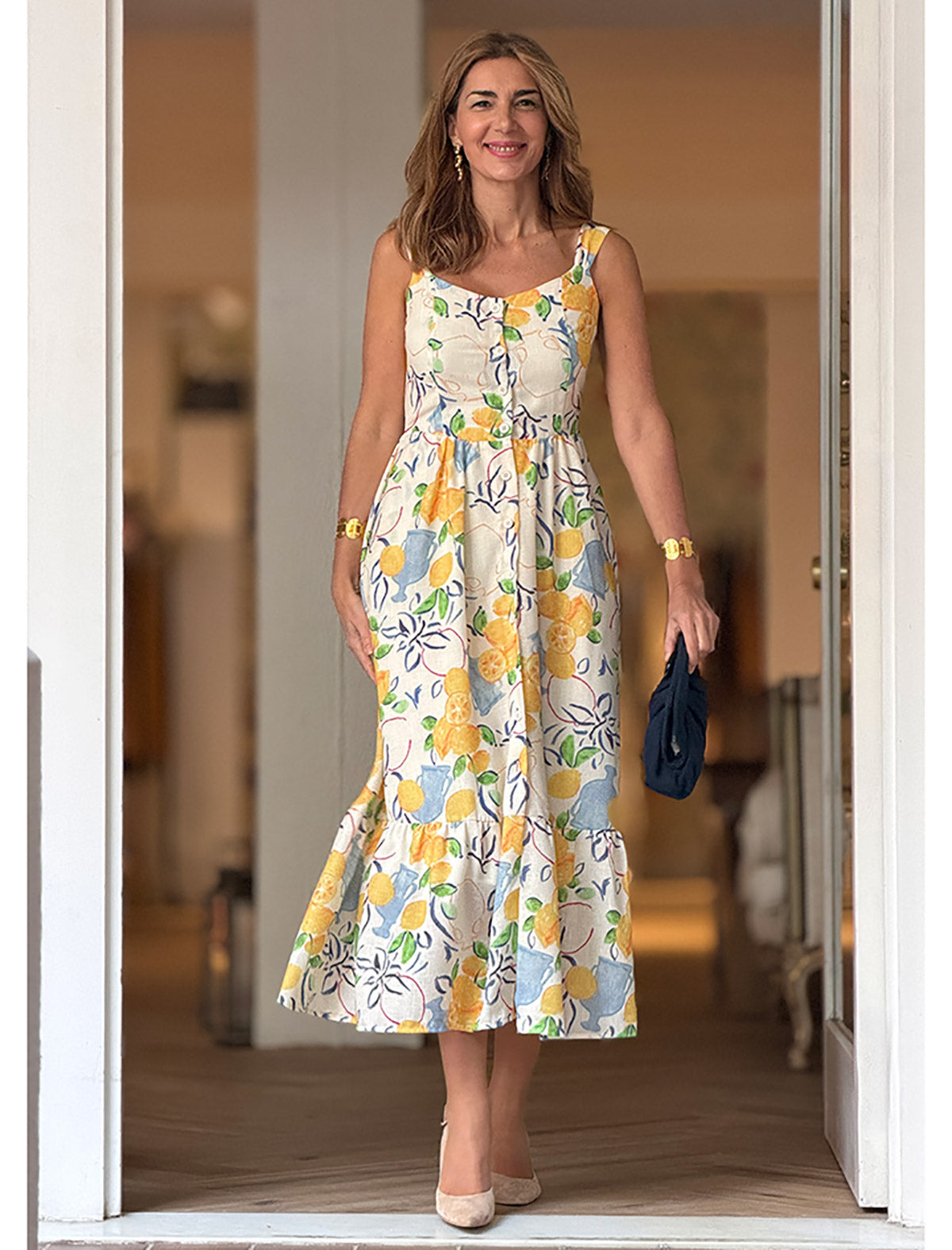 Vestido de tirantes estampado ideal