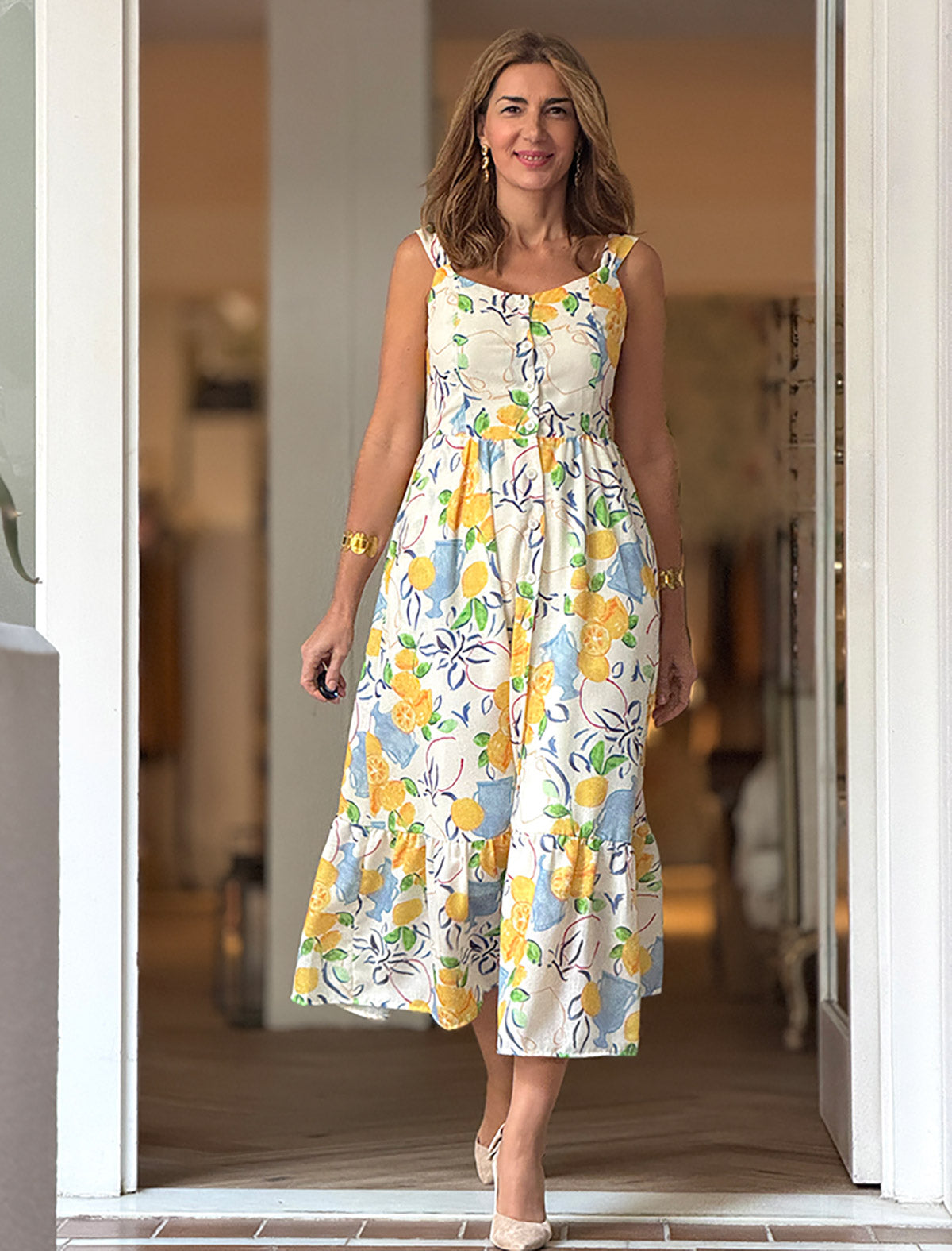 Vestido de tirantes estampado ideal