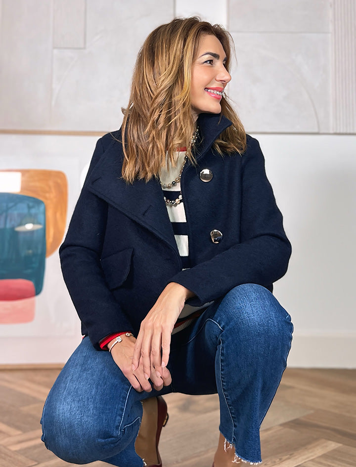 Chaqueta supersuave de botones marino