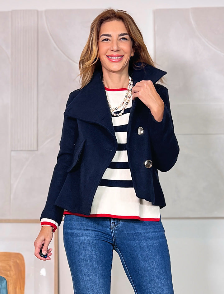 Chaqueta supersuave de botones marino