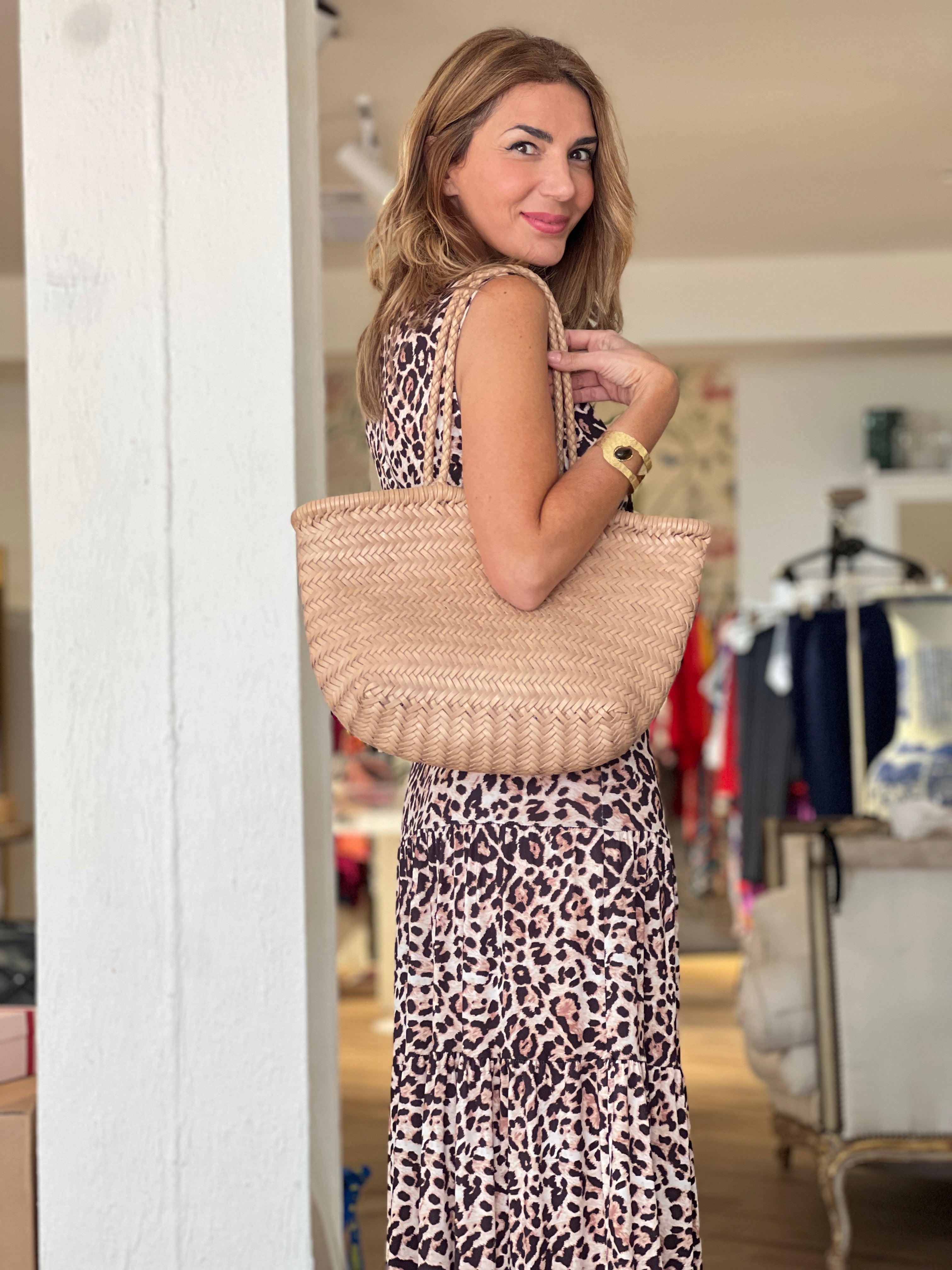 Bolso piel trenzada natural