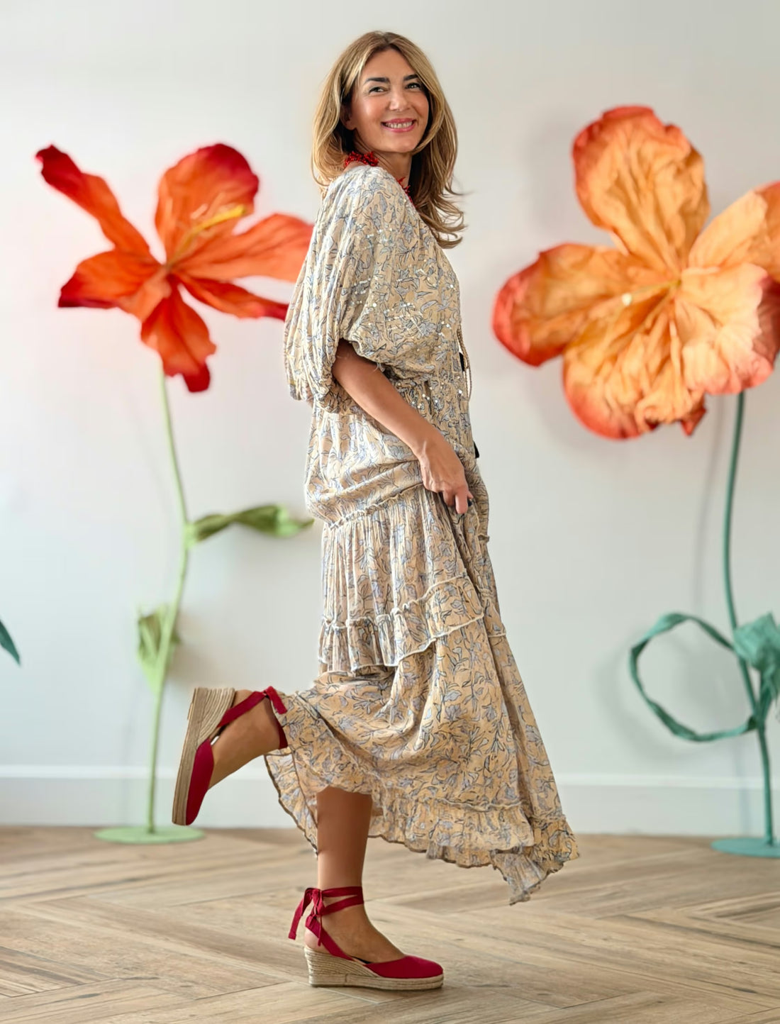 Ibiza wedge espadrille cherry