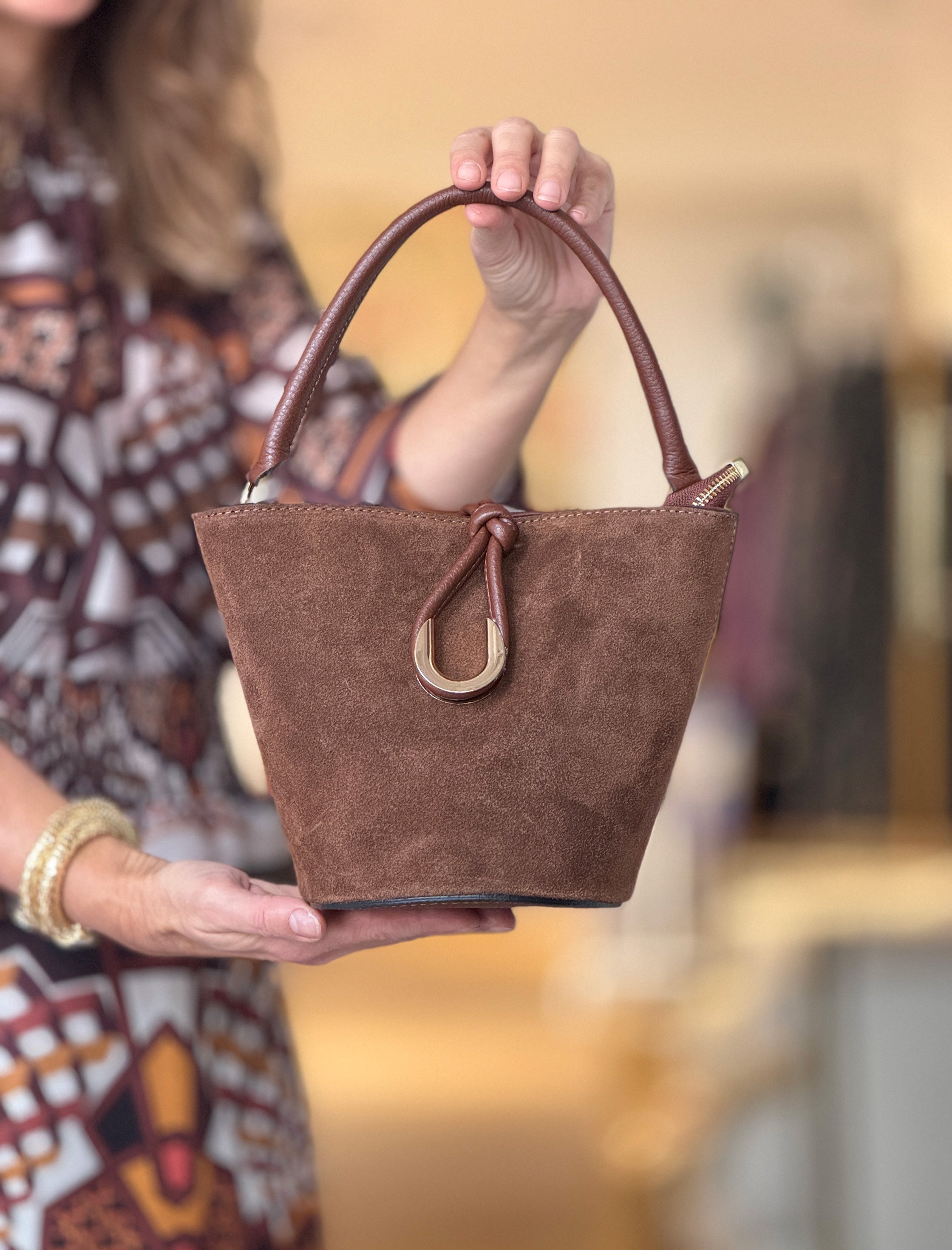 Bolso mini cesta chic cuero