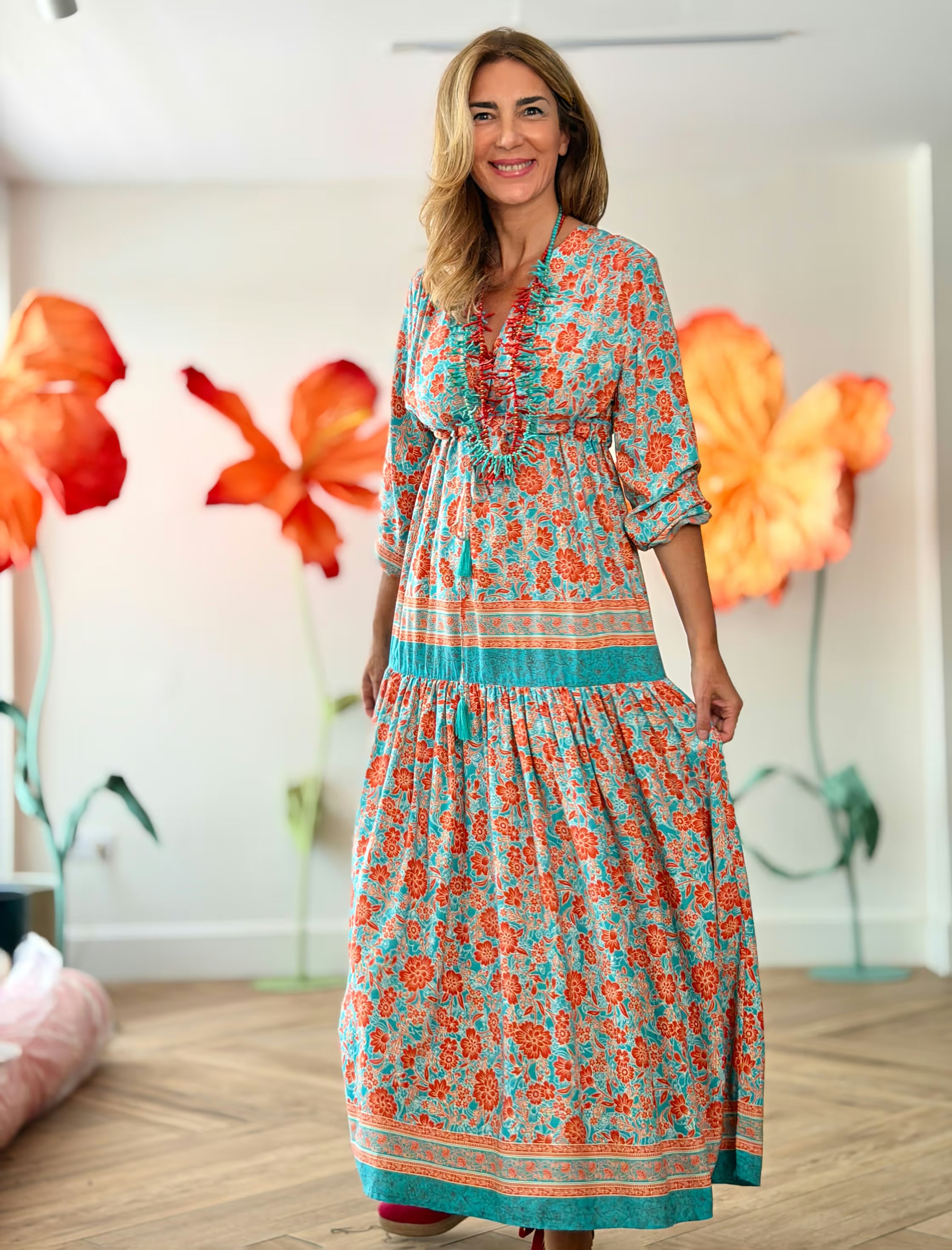 Vestido largo boho estampado
