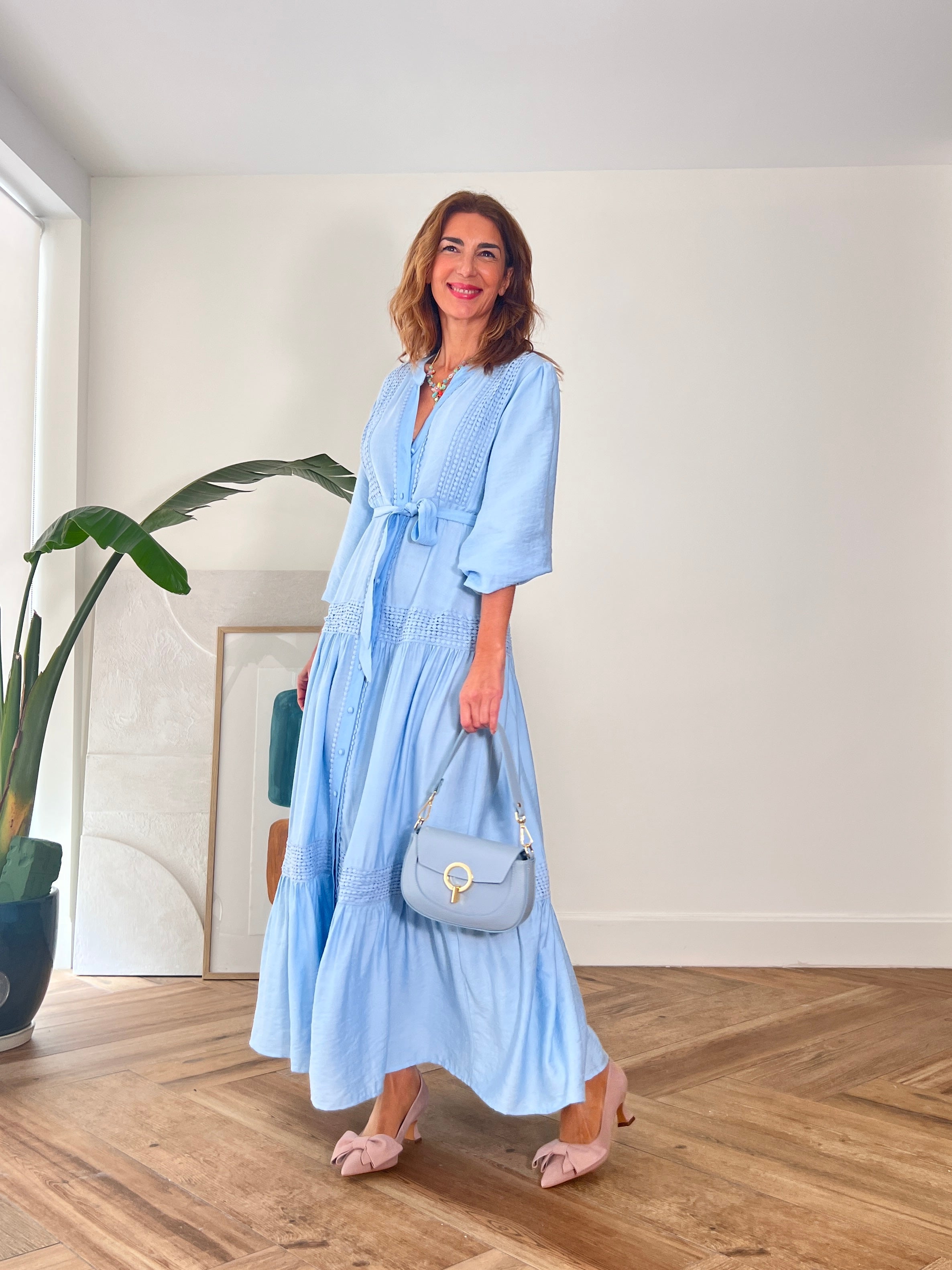 Vestido camisero bonito azul