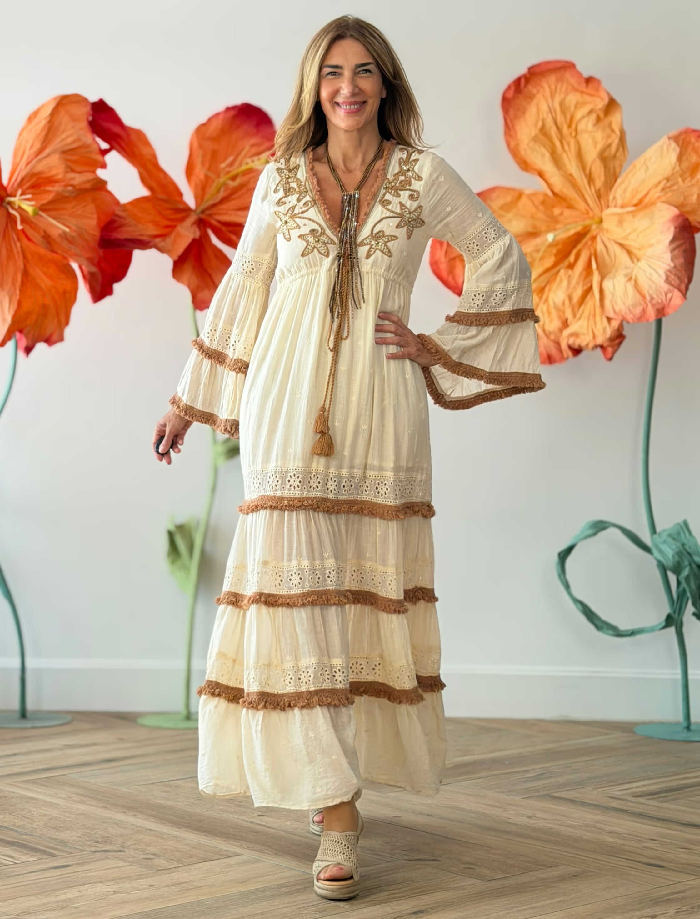 Vestido largo boho natura