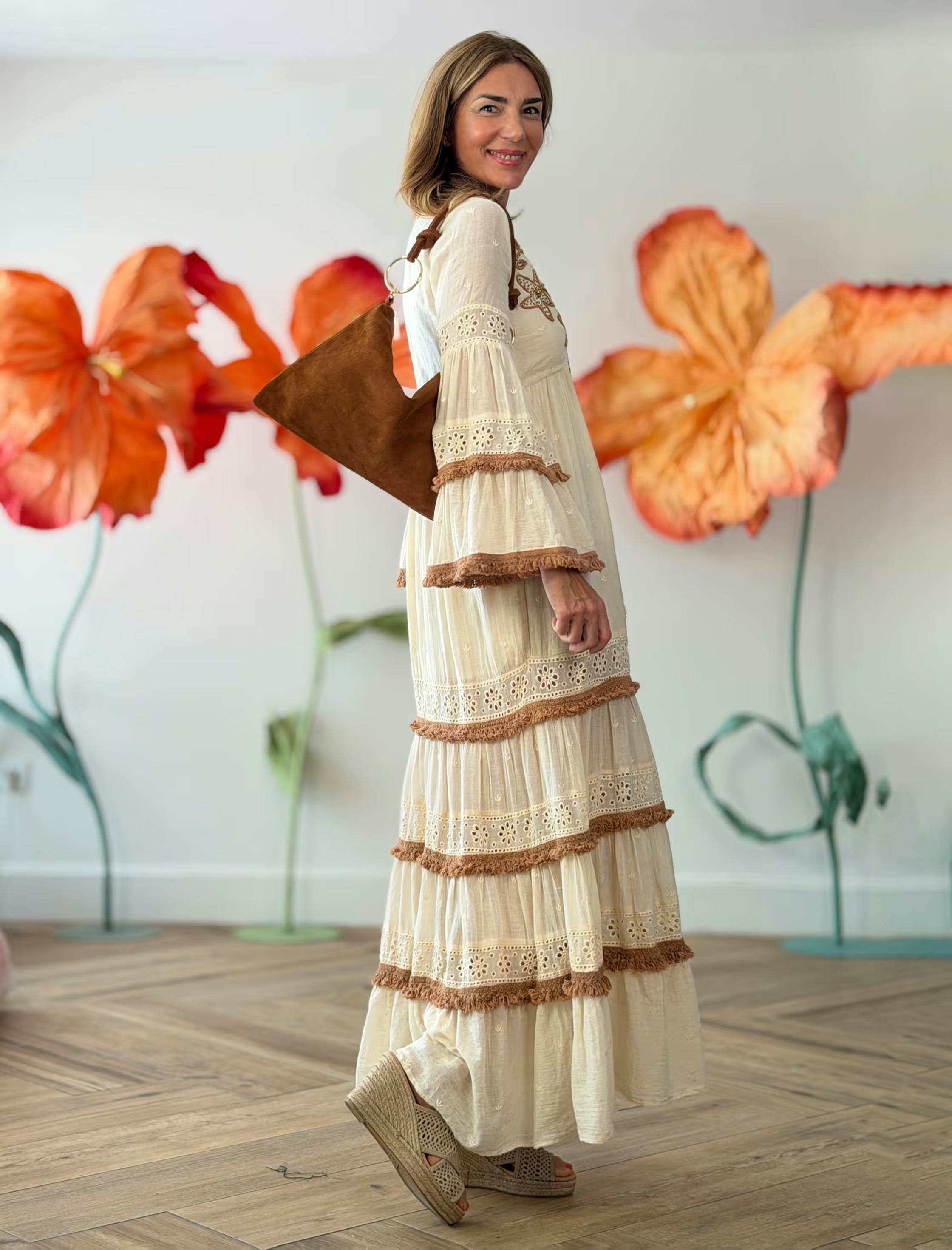 Vestido largo boho natura