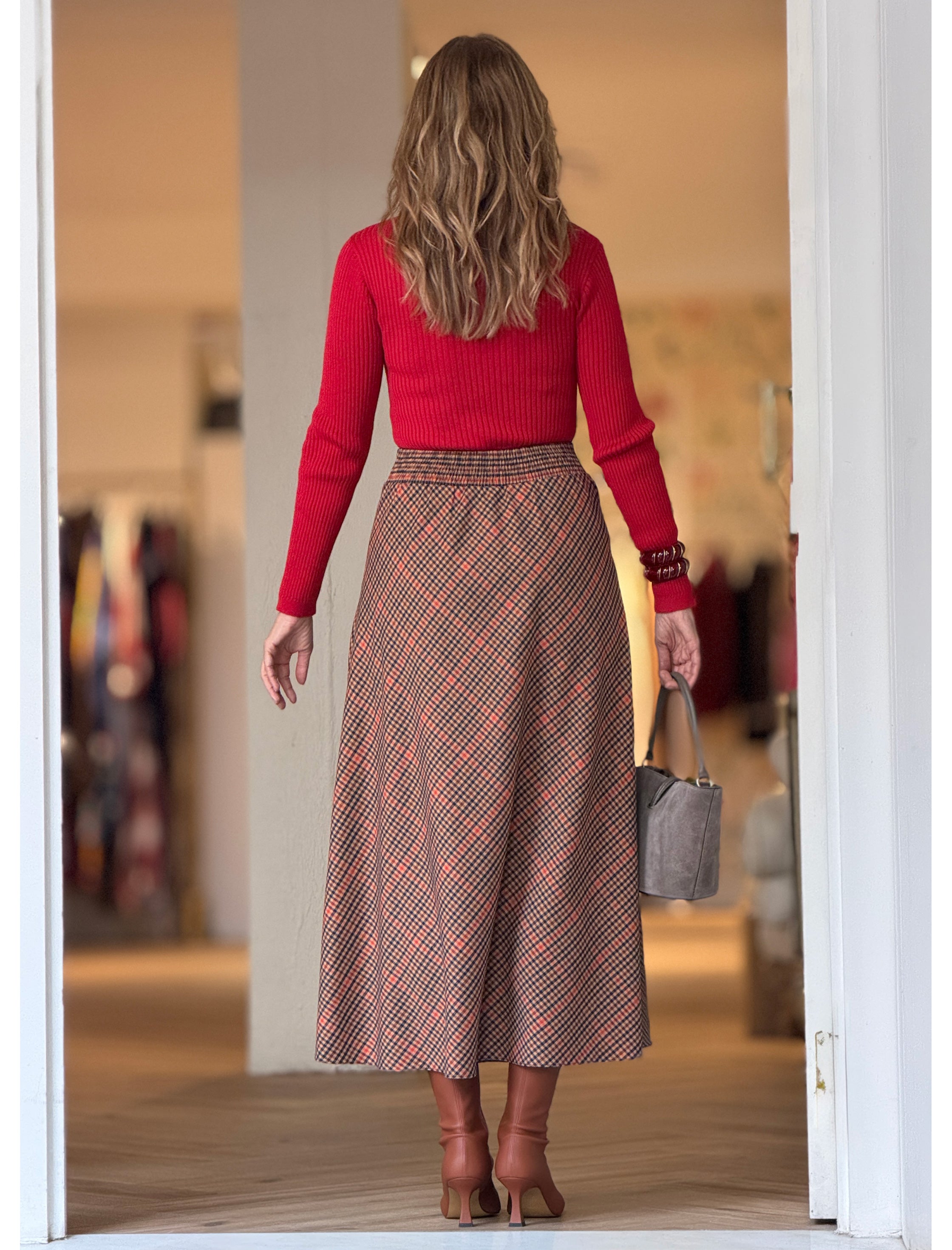 Falda cuadros midi chic