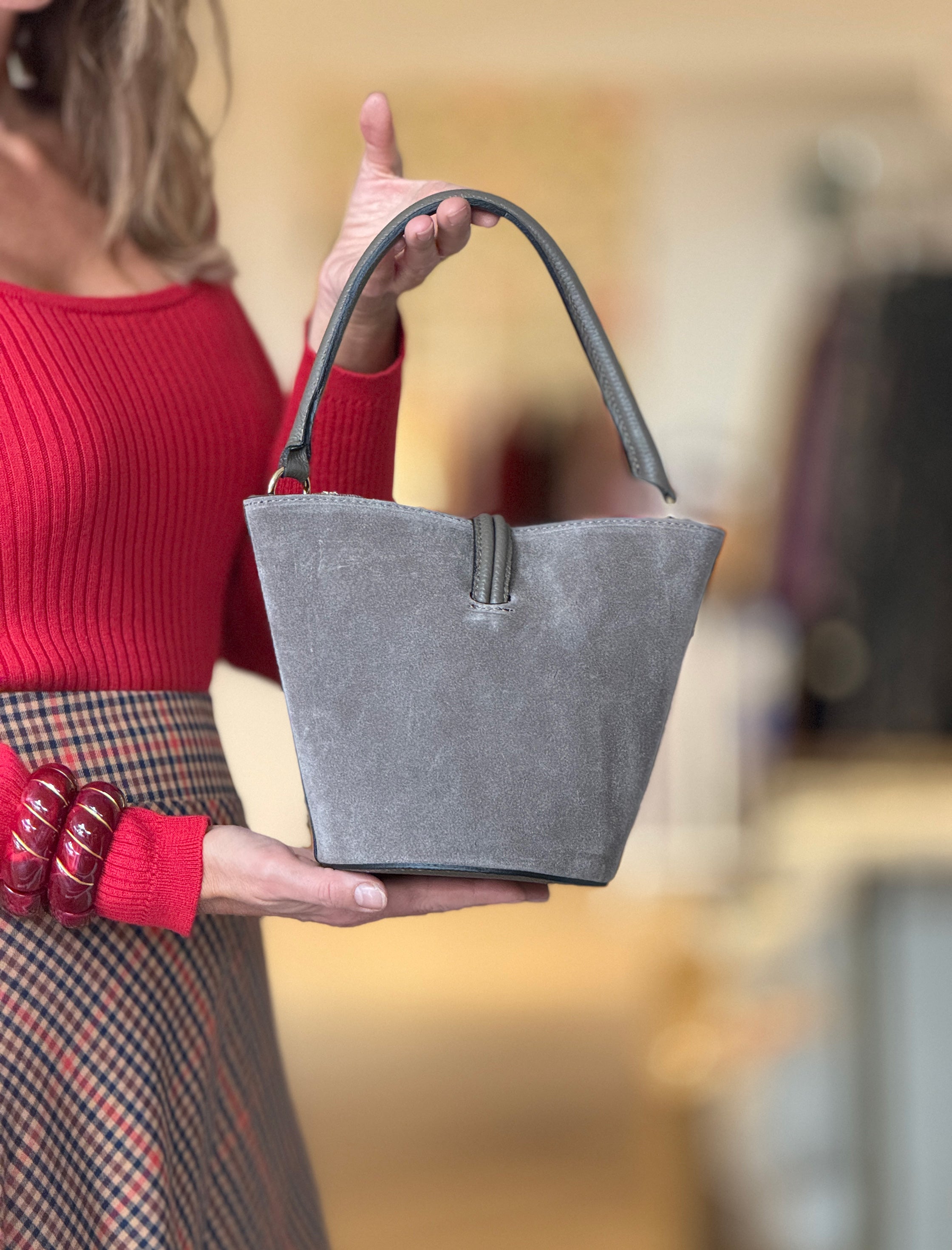 Bolso mini cesta chic taupe