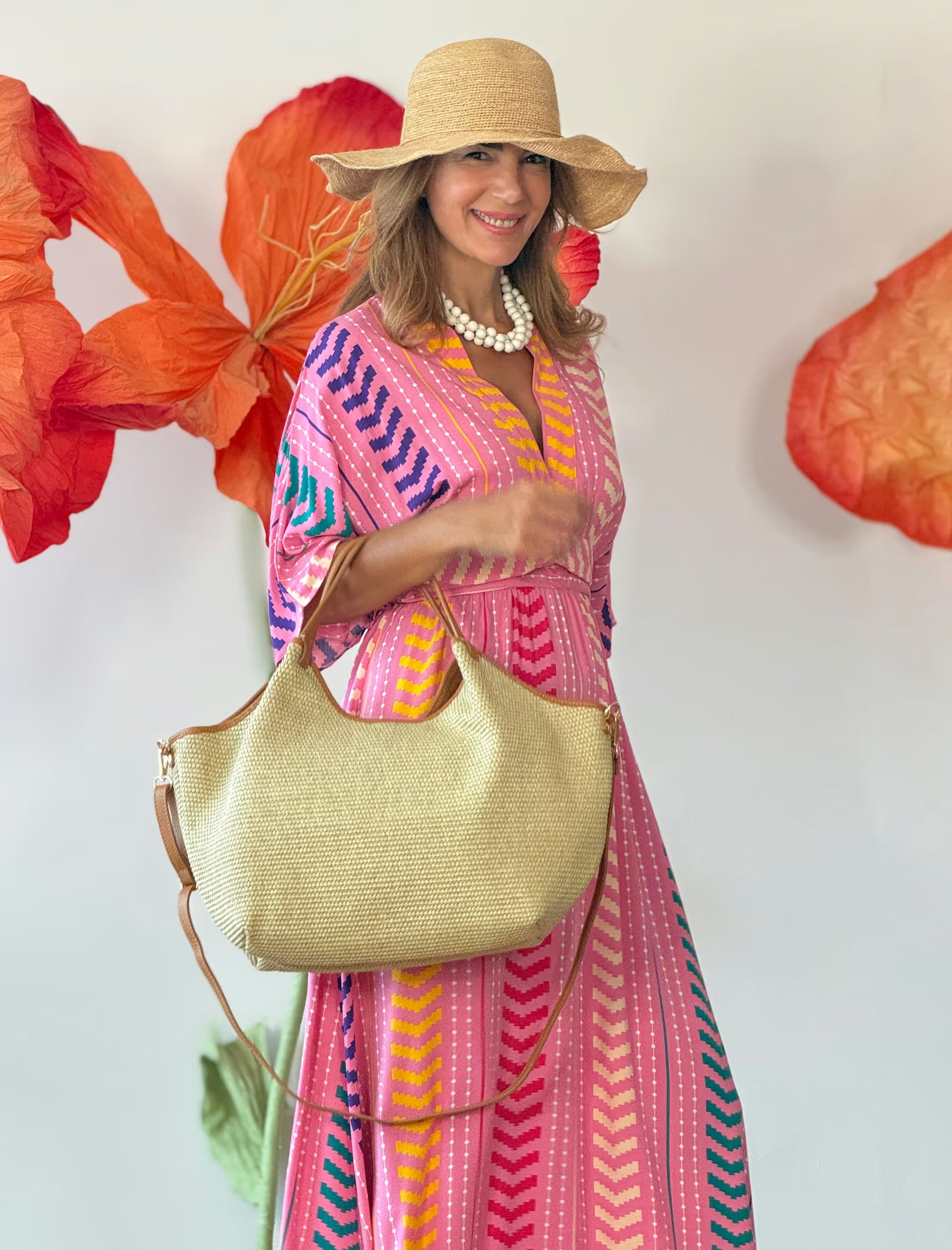 Vestido kaftán rosa chic