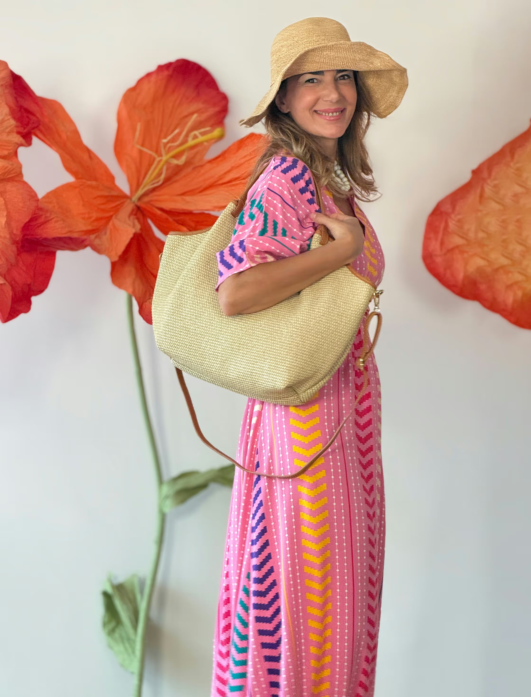 Bolso ideal Carolina rafia natural cuero
