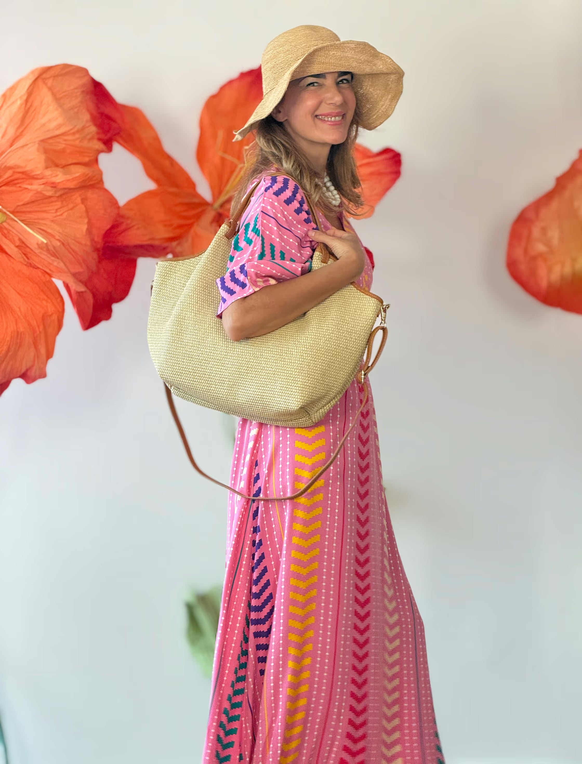 Vestido kaftán rosa chic