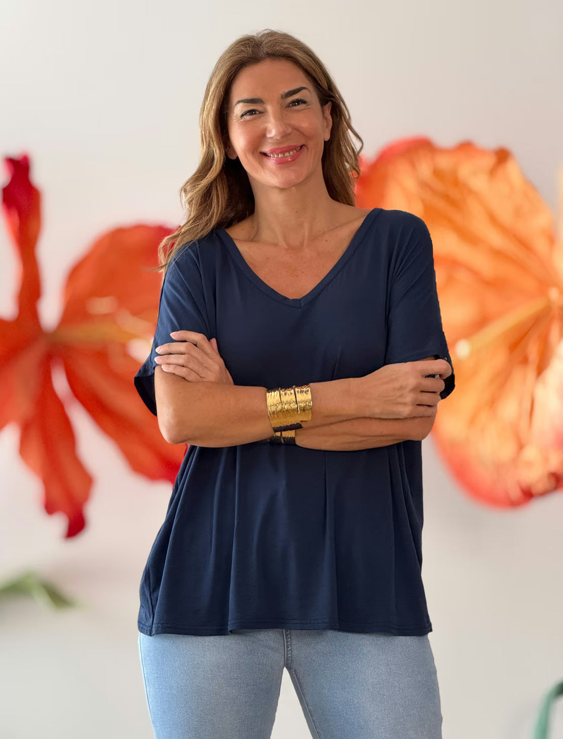 Camiseta de pico ideal marino