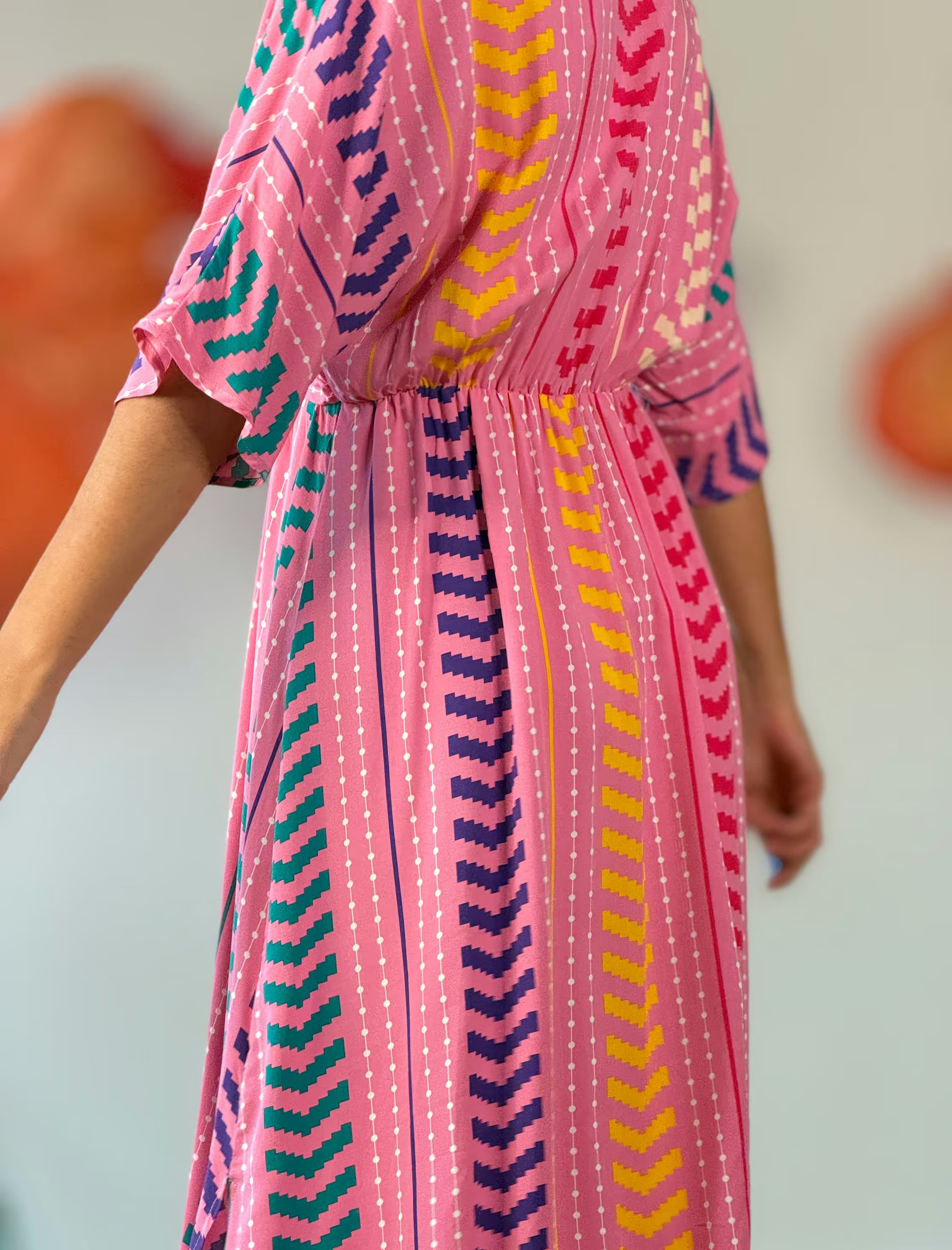 Vestido kaftán rosa chic