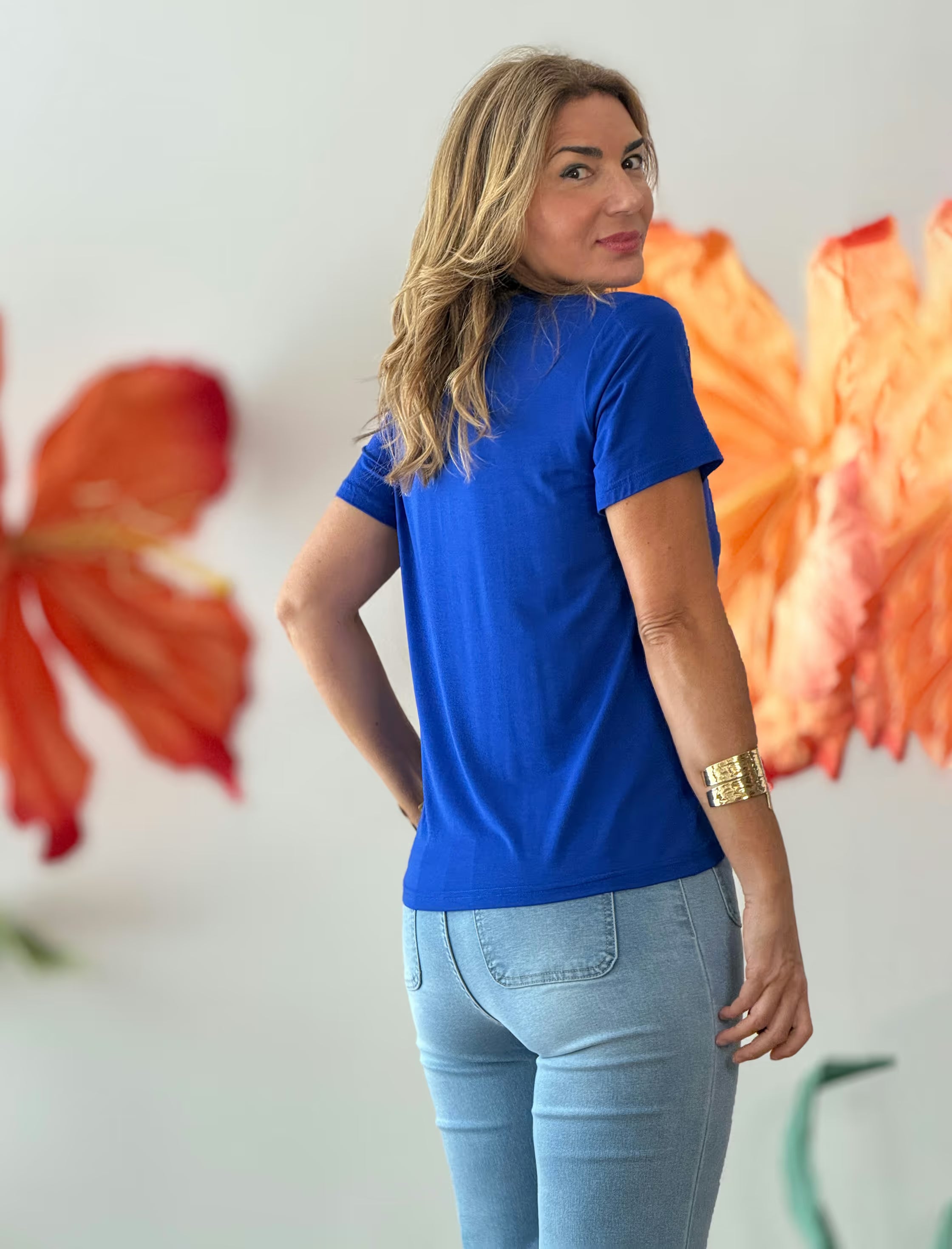 Camiseta azul royal de viscosa