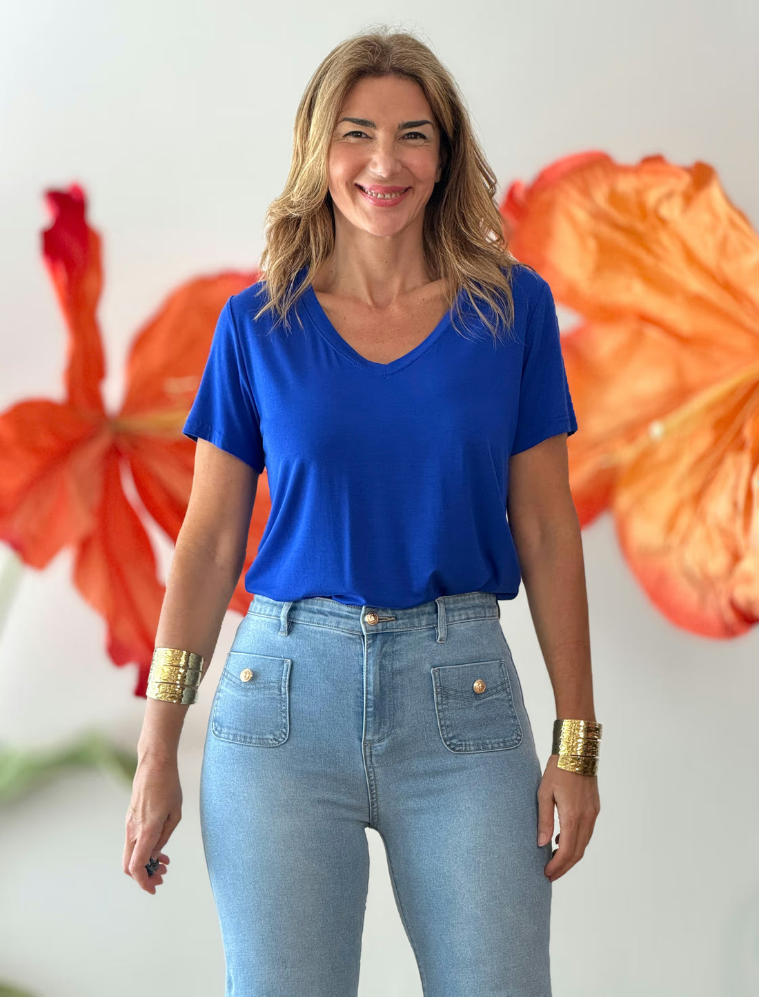 Camiseta azul royal de viscosa