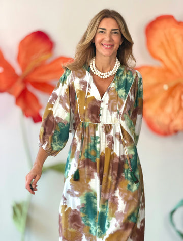 Vestido Ideal boho fluido arena