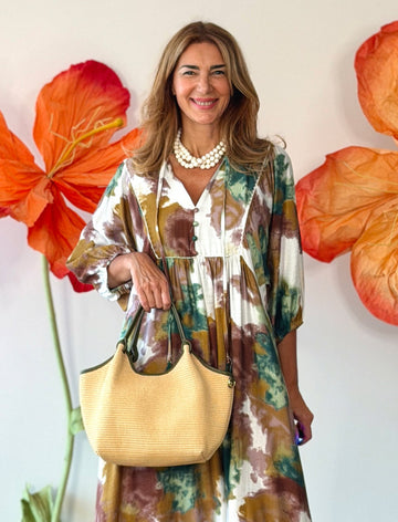 Bolso ideal Nuria rafia natural verde