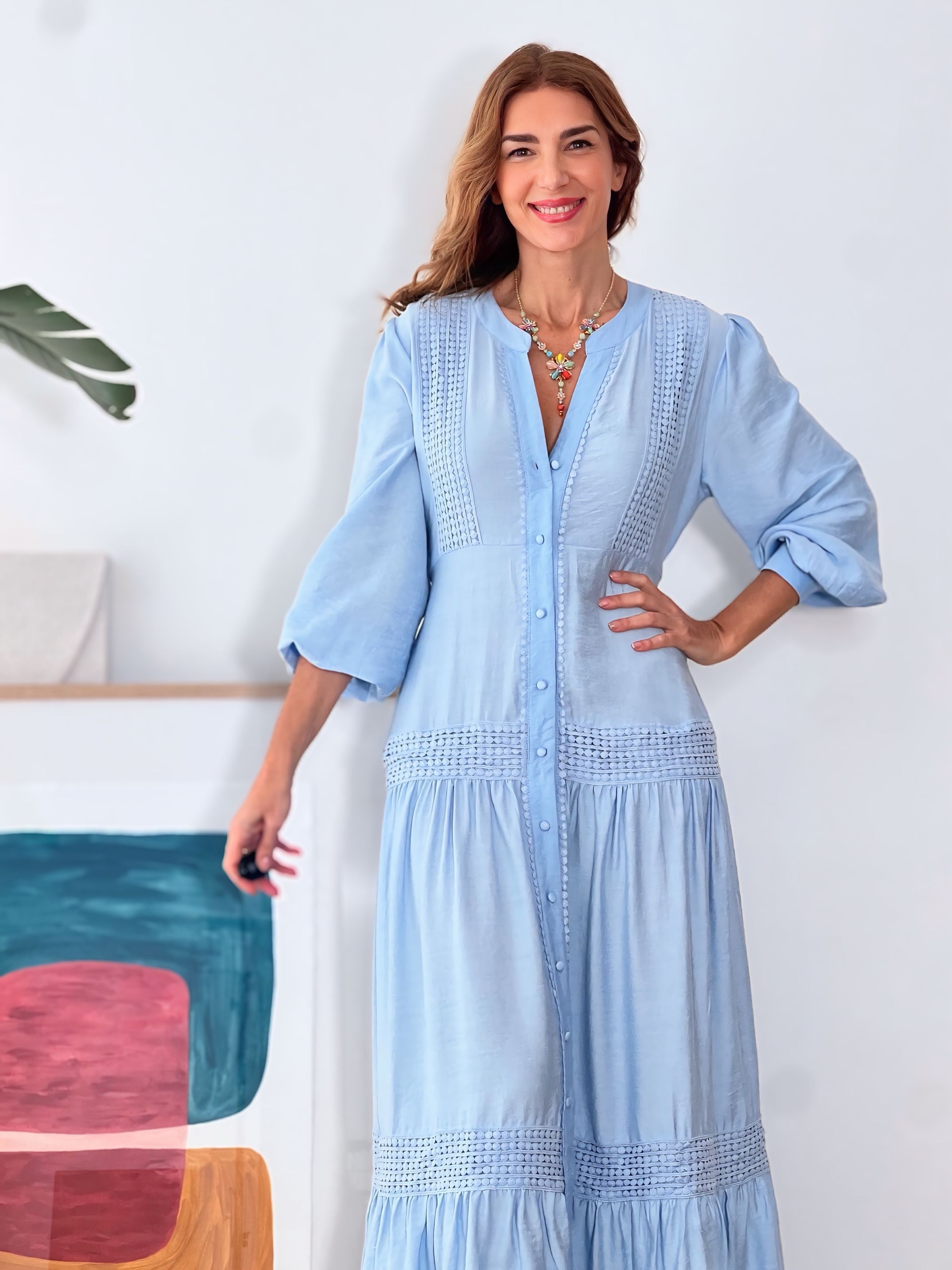 Vestido camisero bonito azul