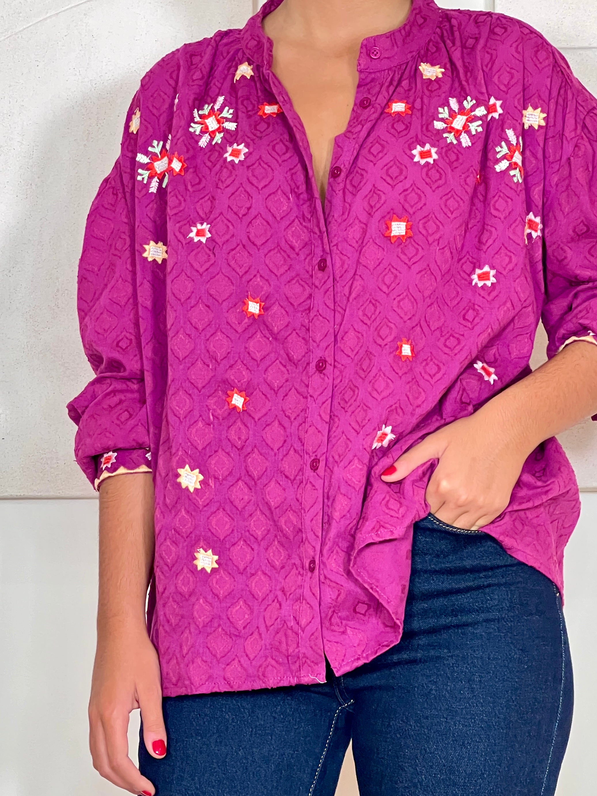 Camisa bordados buganvilla