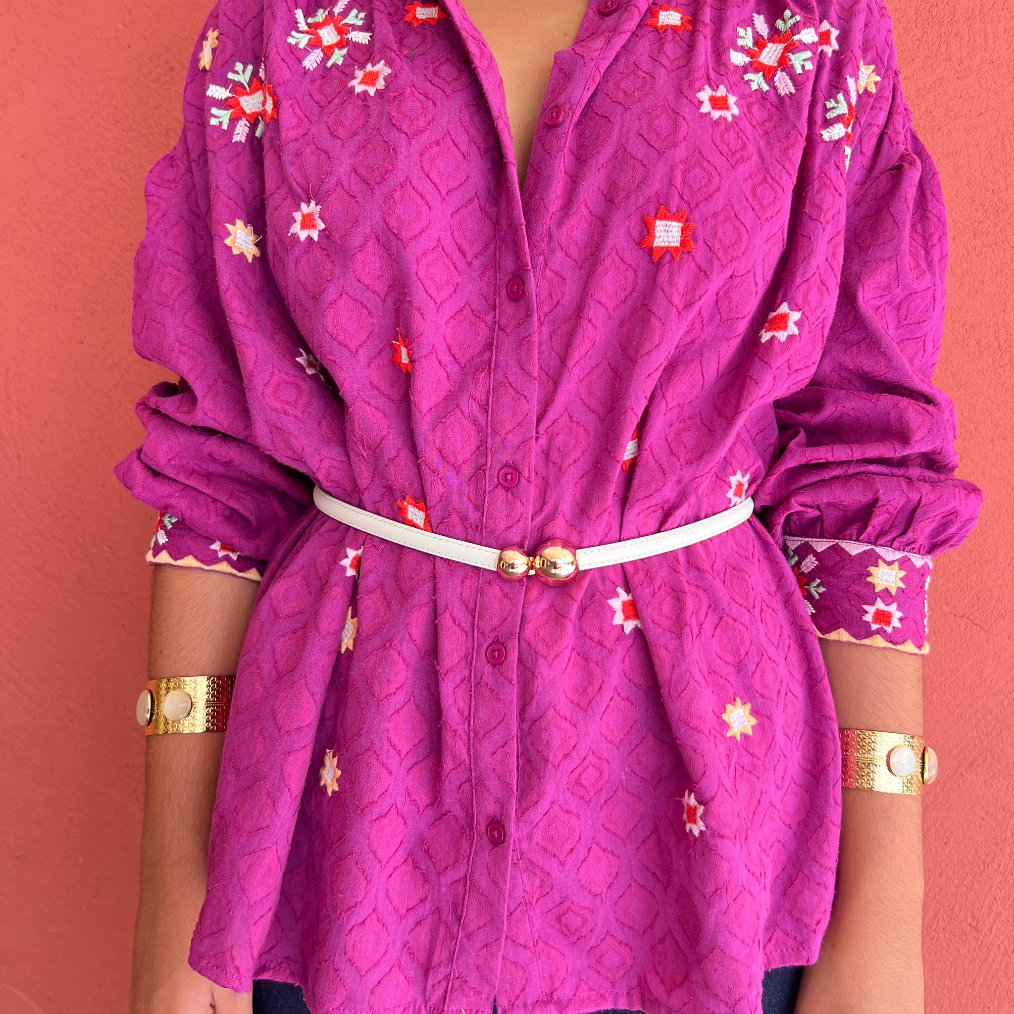 Camisa bordados buganvilla