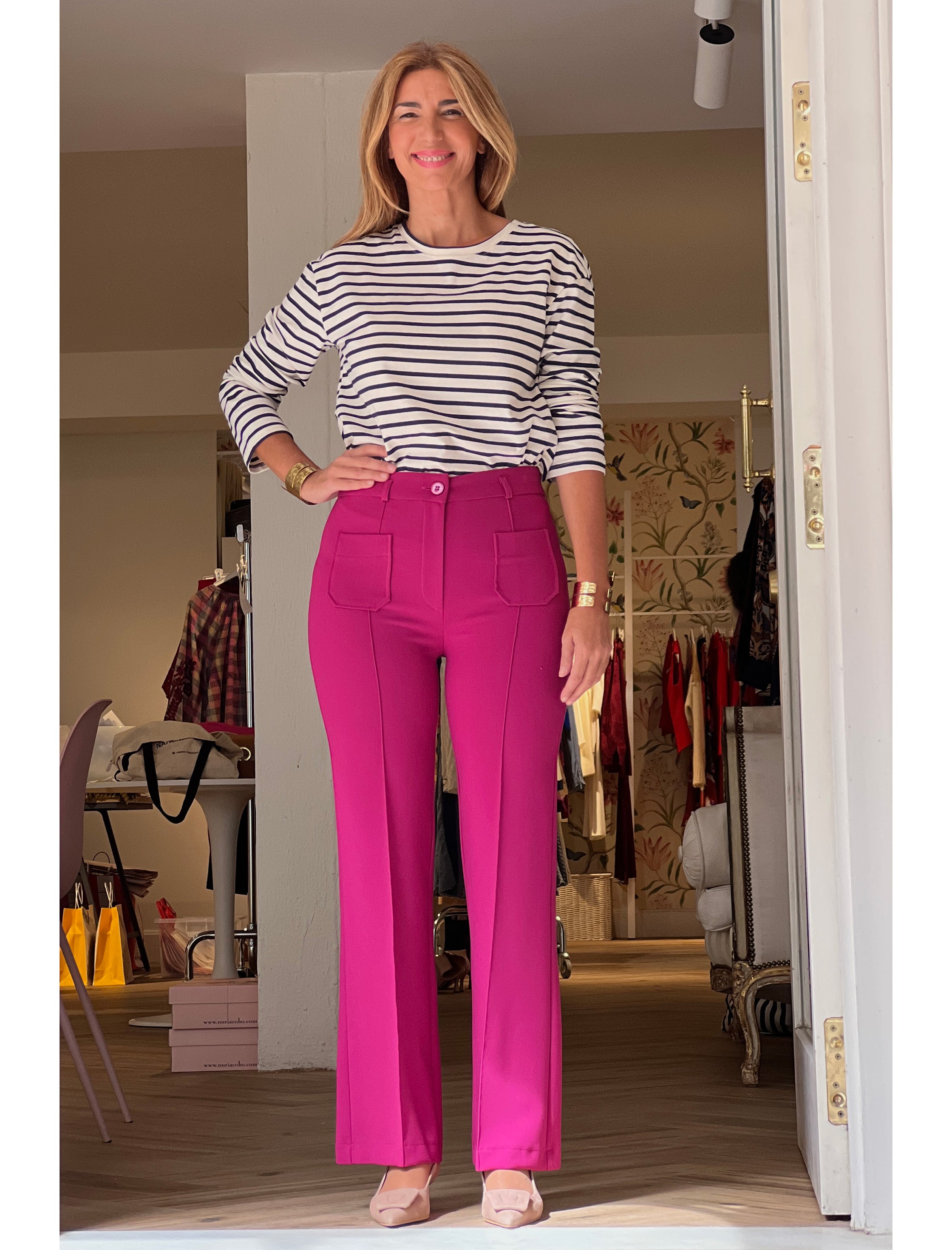 Pantalón ideal de bolsillos buganvilla