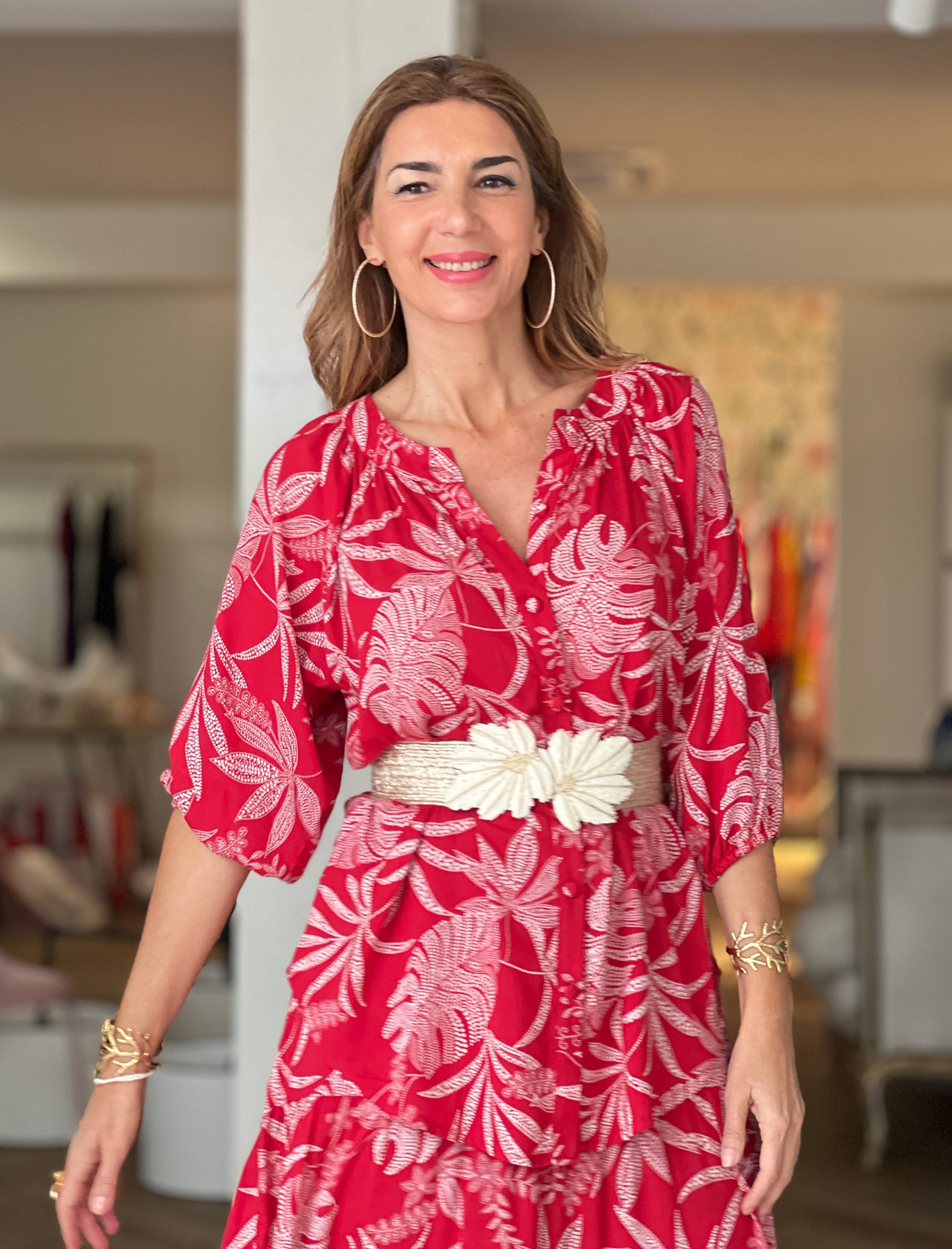 Camisa reversible de viscosa Palms