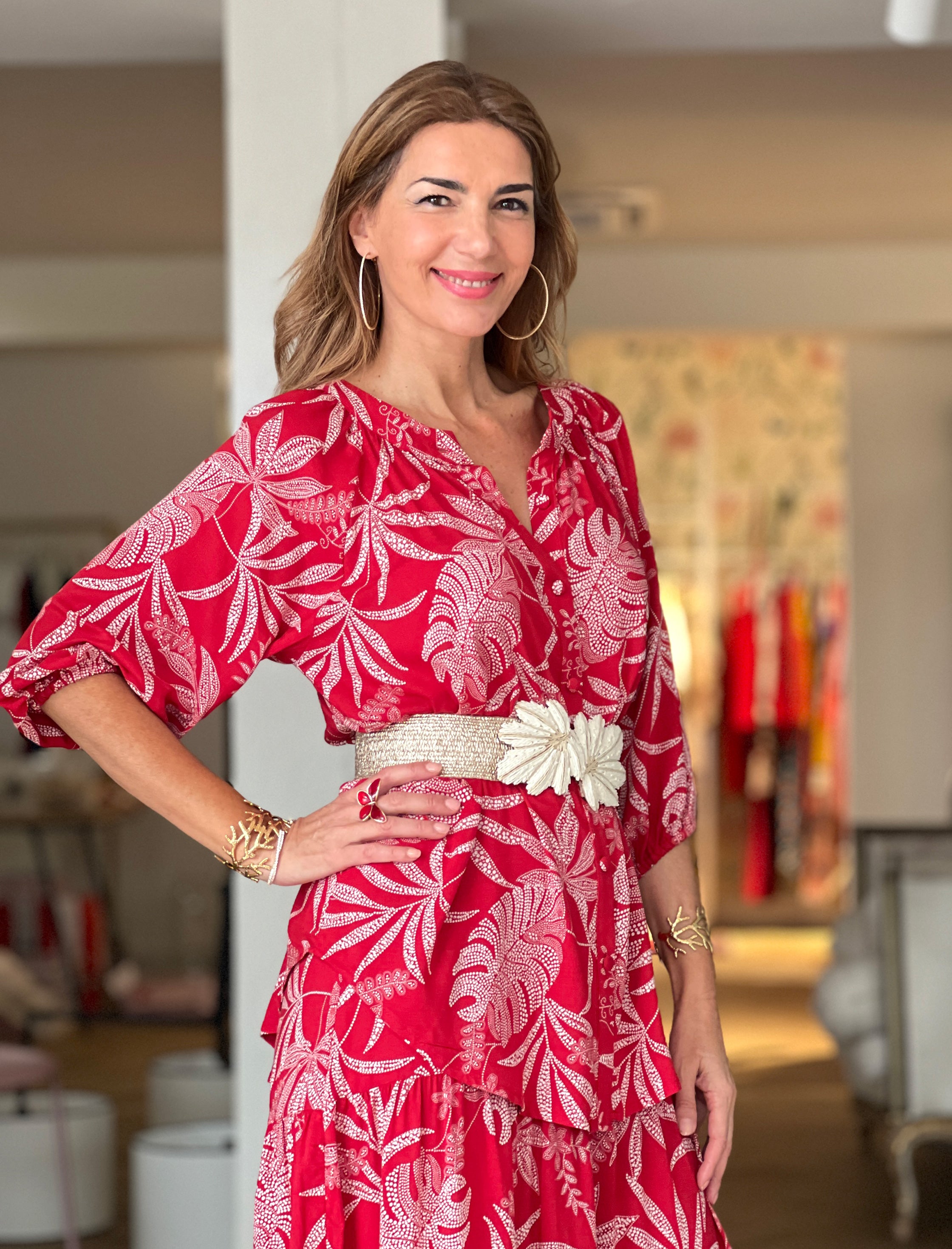 Camisa reversible de viscosa Palms