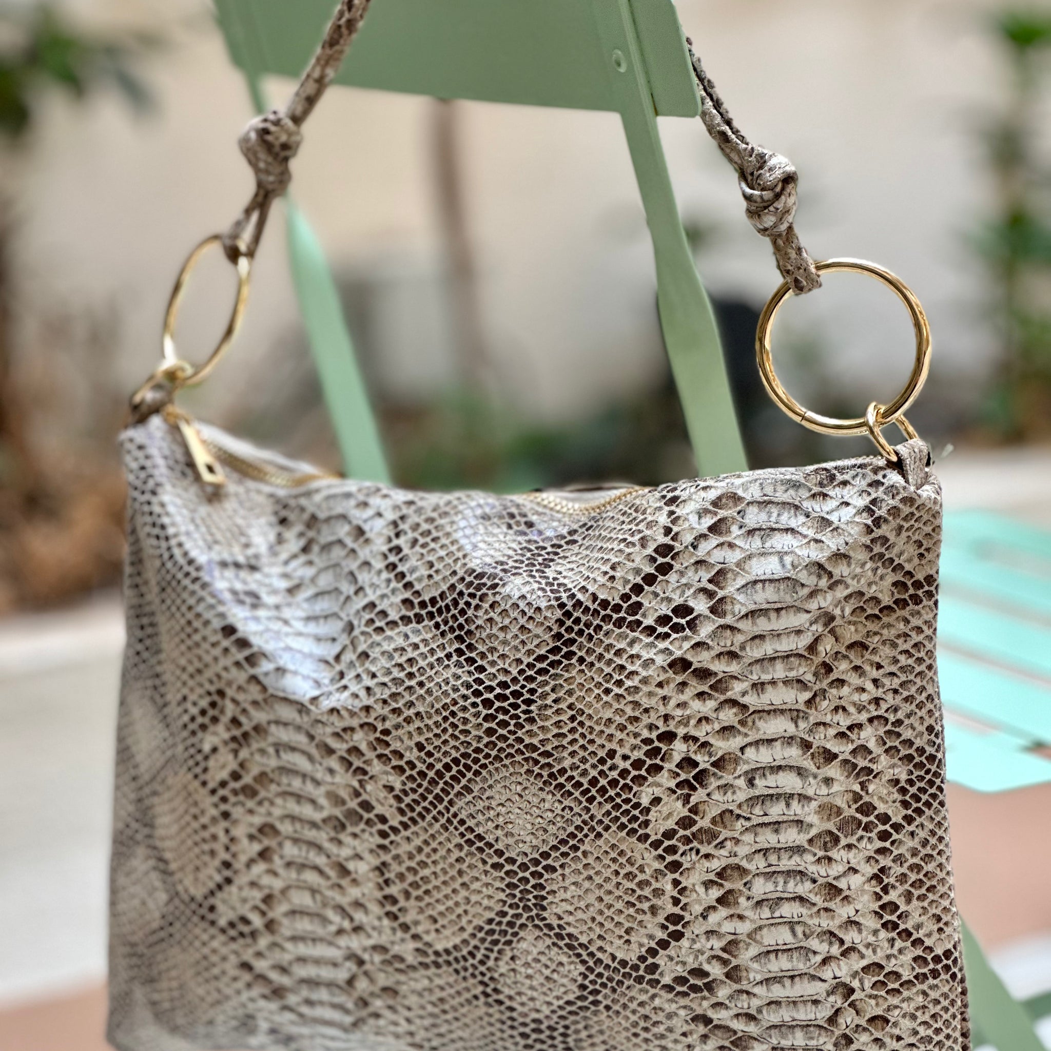 Bolso aros ideal print visón