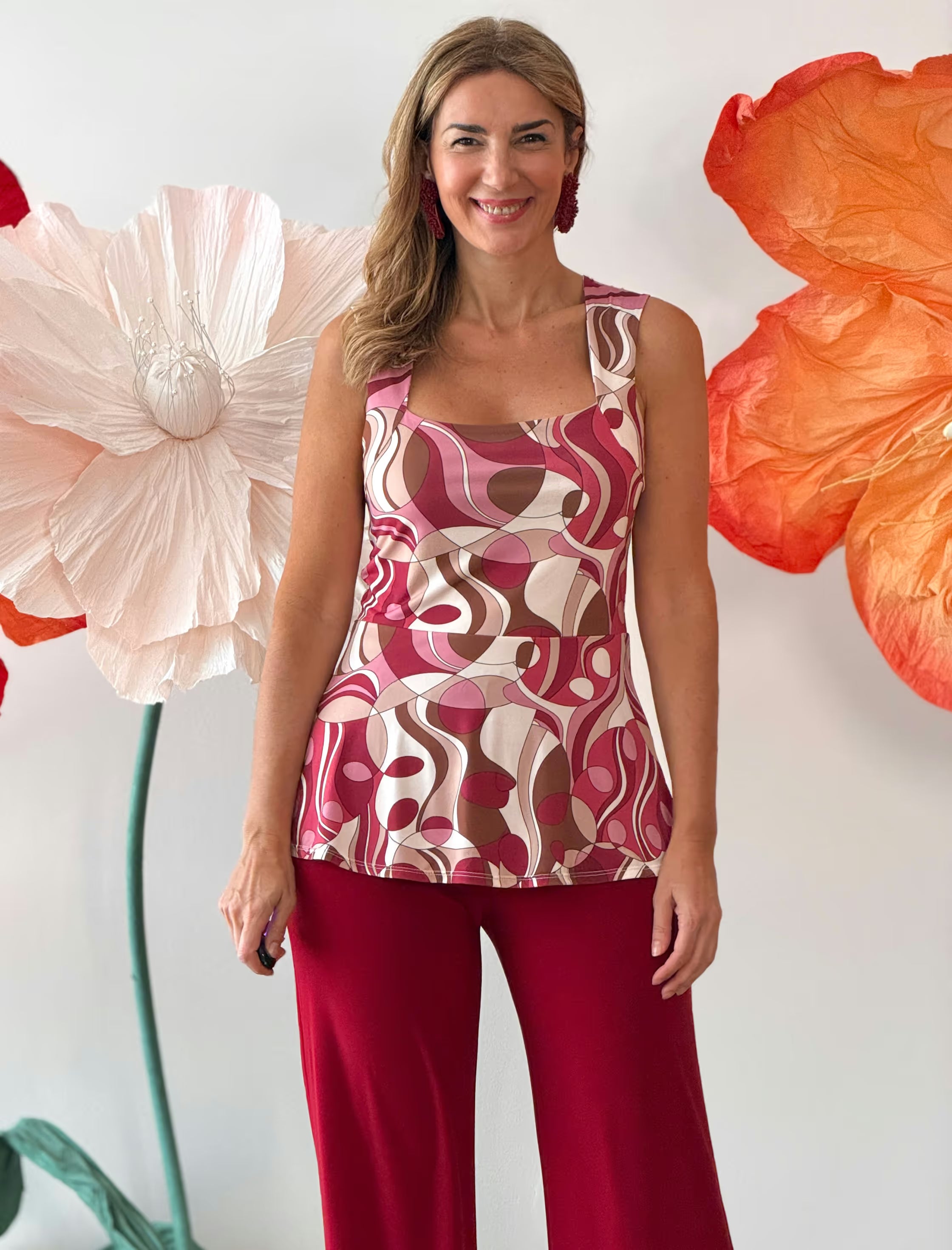 Pantalon soft favorecedor Burgundy