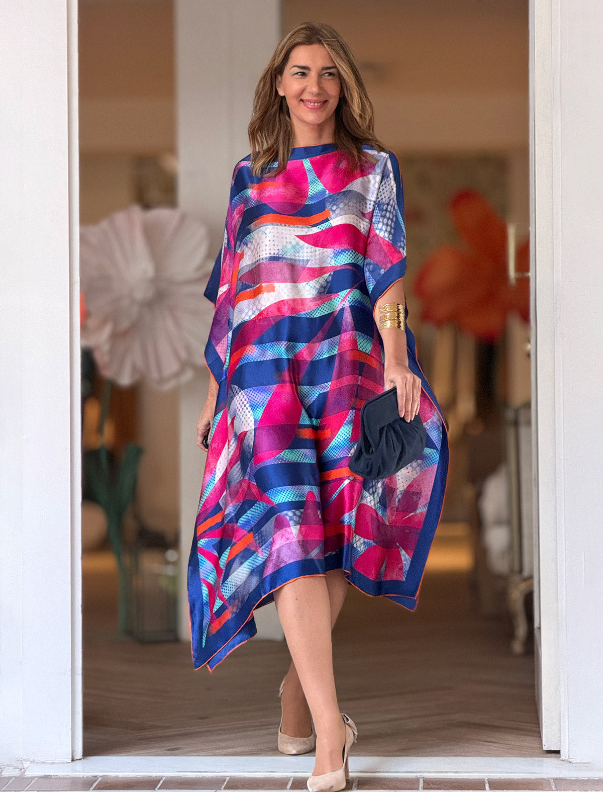 Vestido de seda azul Valerie