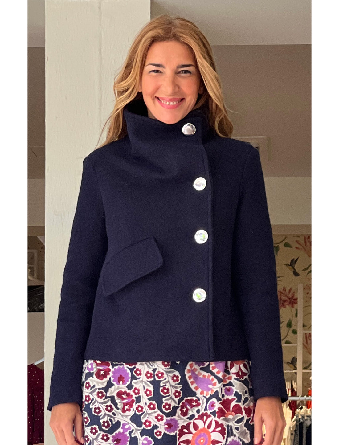 Chaqueta supersuave de botones marino