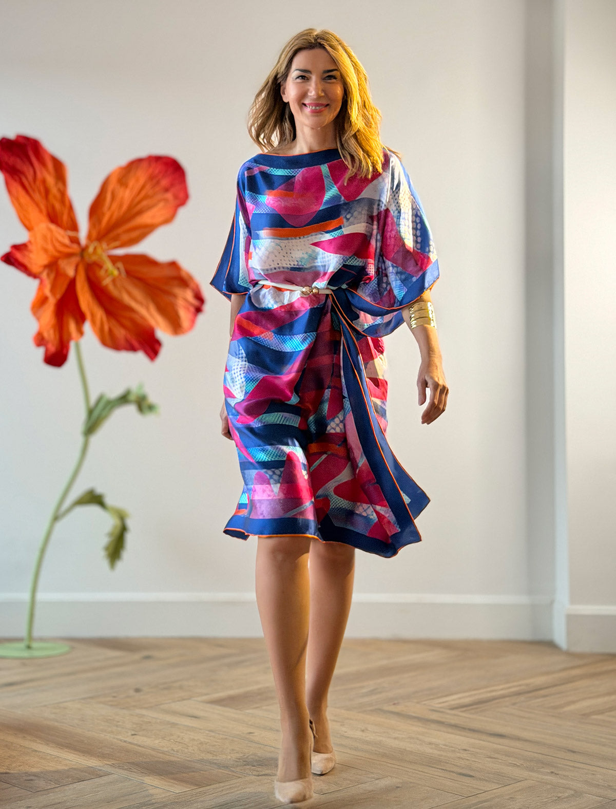 Vestido de seda azul Valerie