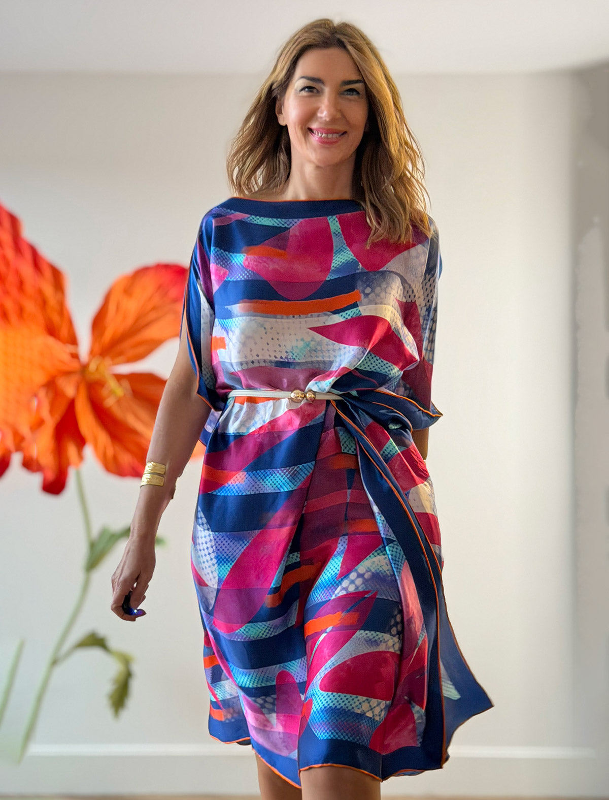 Vestido de seda azul Valerie