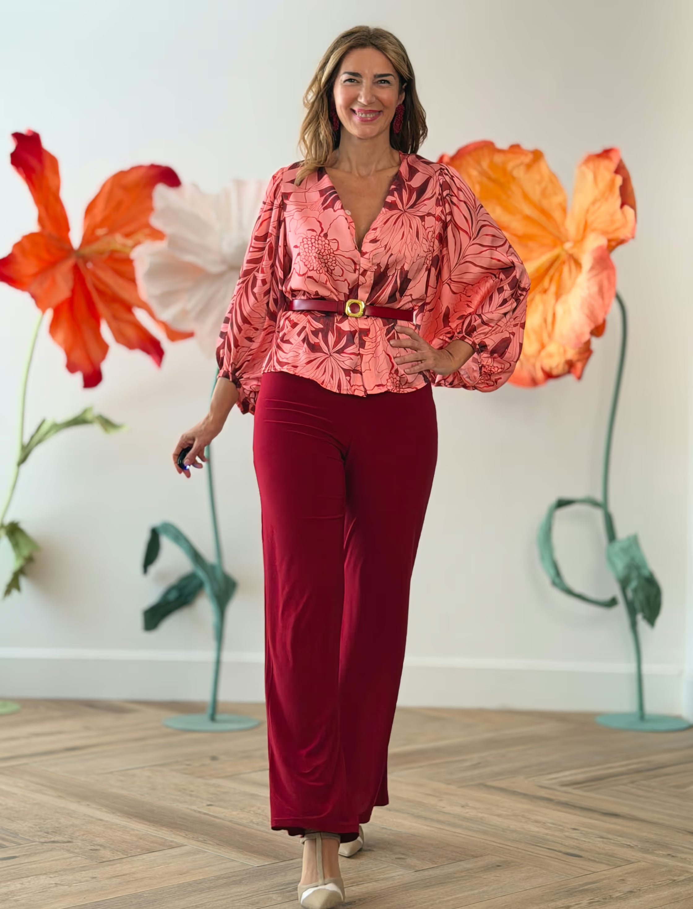 Pantalon soft favorecedor Burgundy