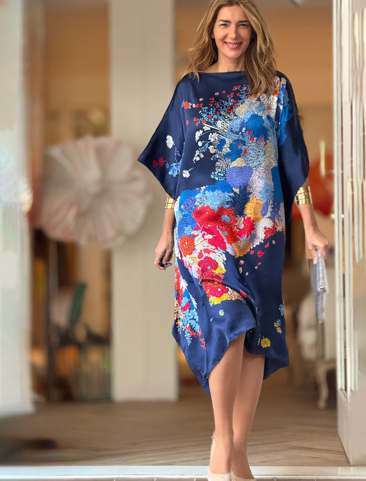Vestido de seda Flor océano
