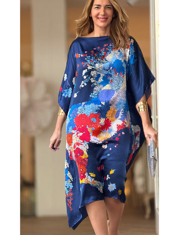 Vestido de seda Flor océano