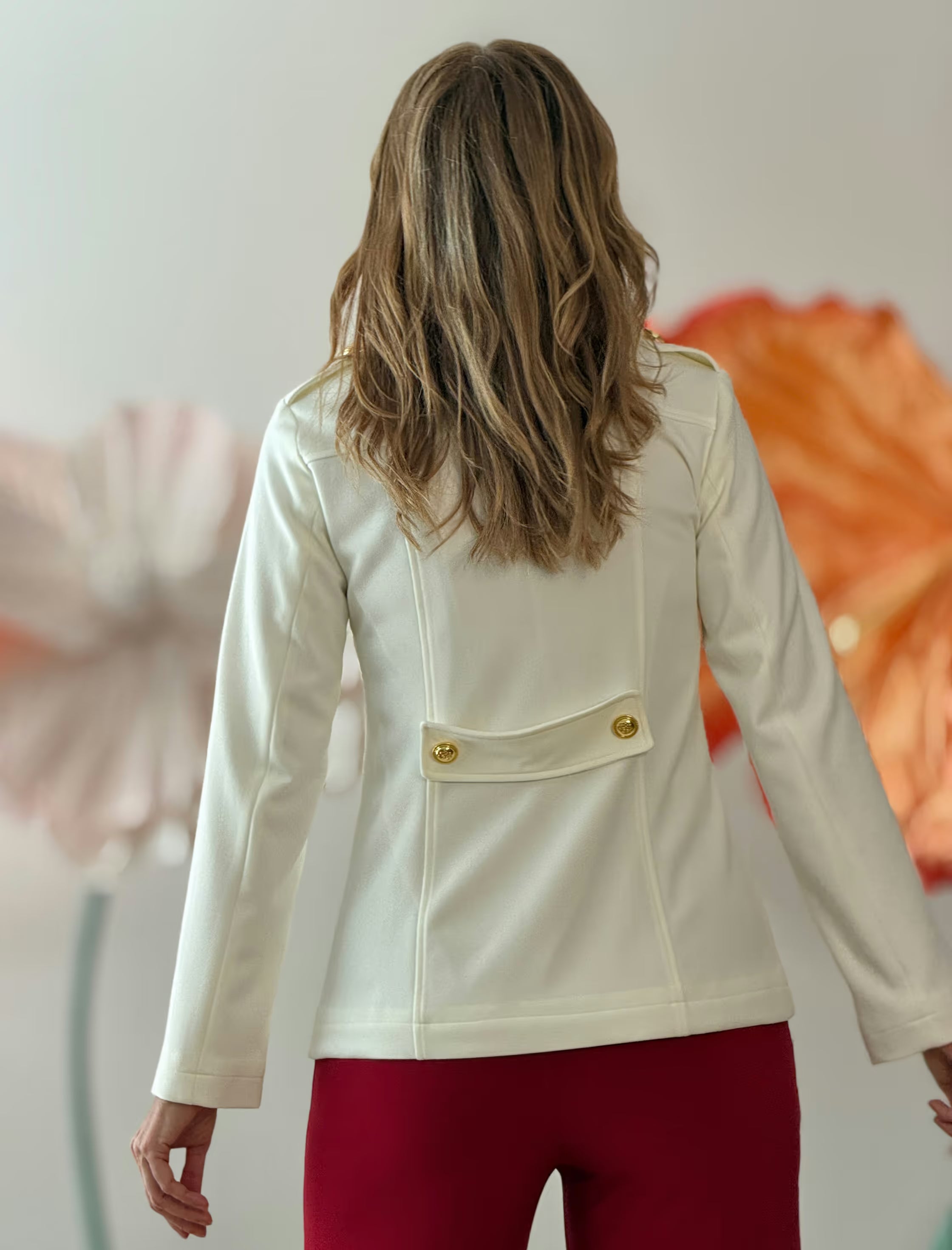 Chaqueta cruzada punto chic blanca