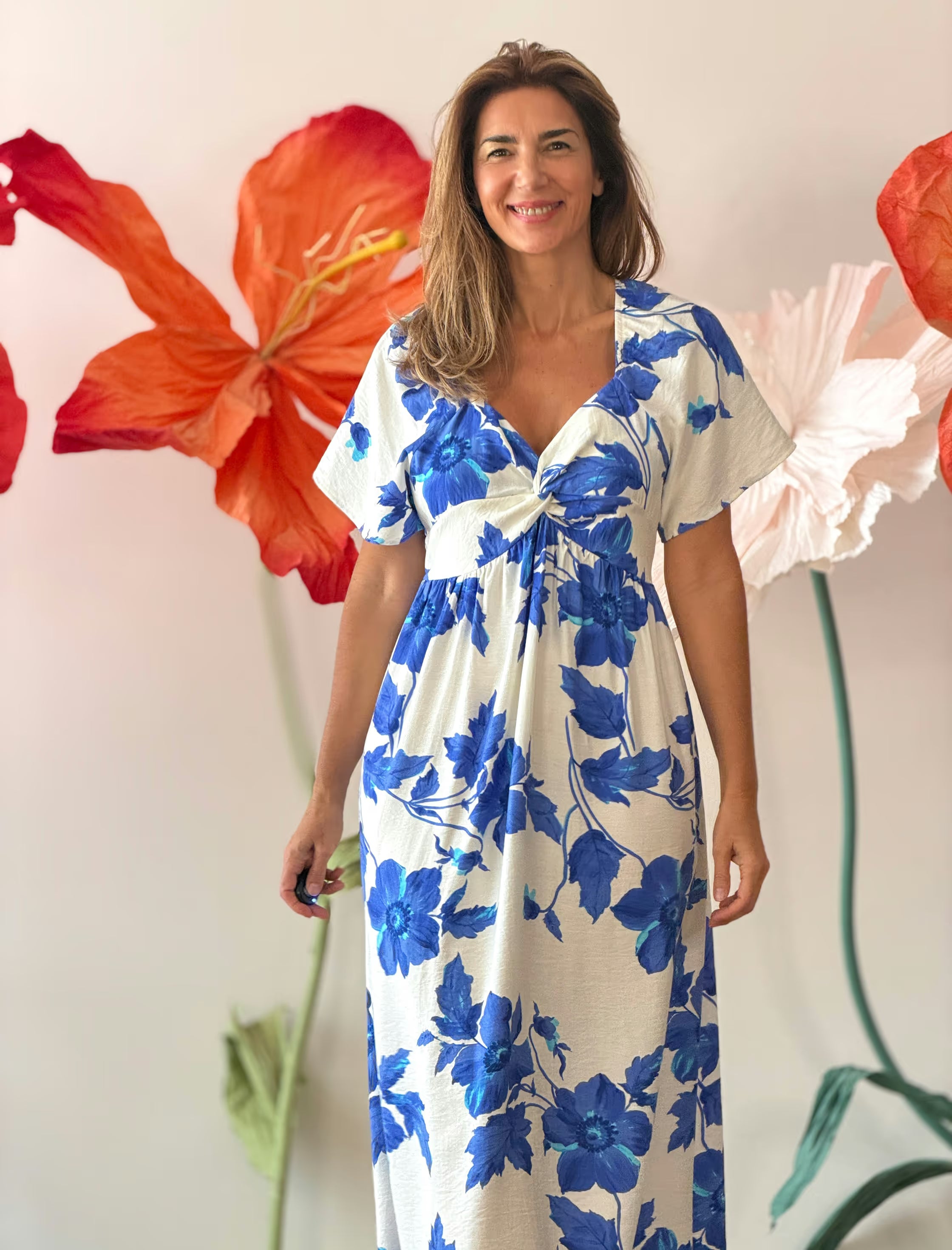 Vestido fluido flores azules